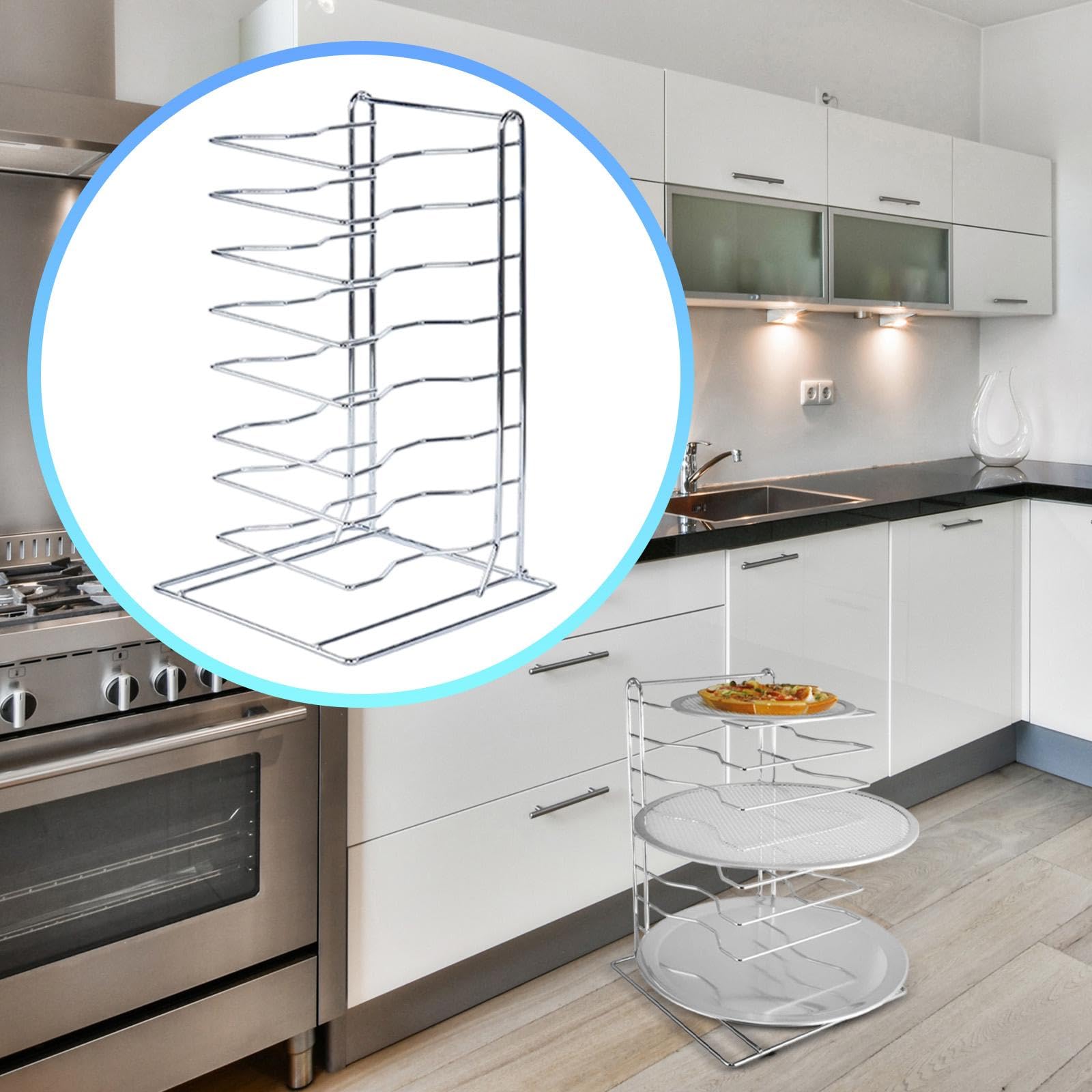 Sharplace Supporto per Teglie Rastrelliera Salvaspazio Griglia di Raffreddamento Espositore a Livelli in Ferro Resistente Adatto per Ristoranti, 8 Livelli
