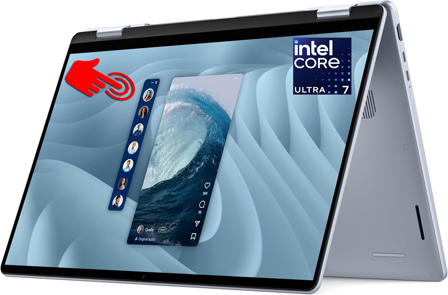 Dell 16 Plus 2-in-1 Laptop DB06250 16” 16:10 FHD+ Touch, Intel Core Ultra 7 Series 2, Copilot+, Intel Arc Graphics, 16GB RAM, 512GB SSD, FHD Webcam, Windows 11 Home, Qwerty – Ice Blue