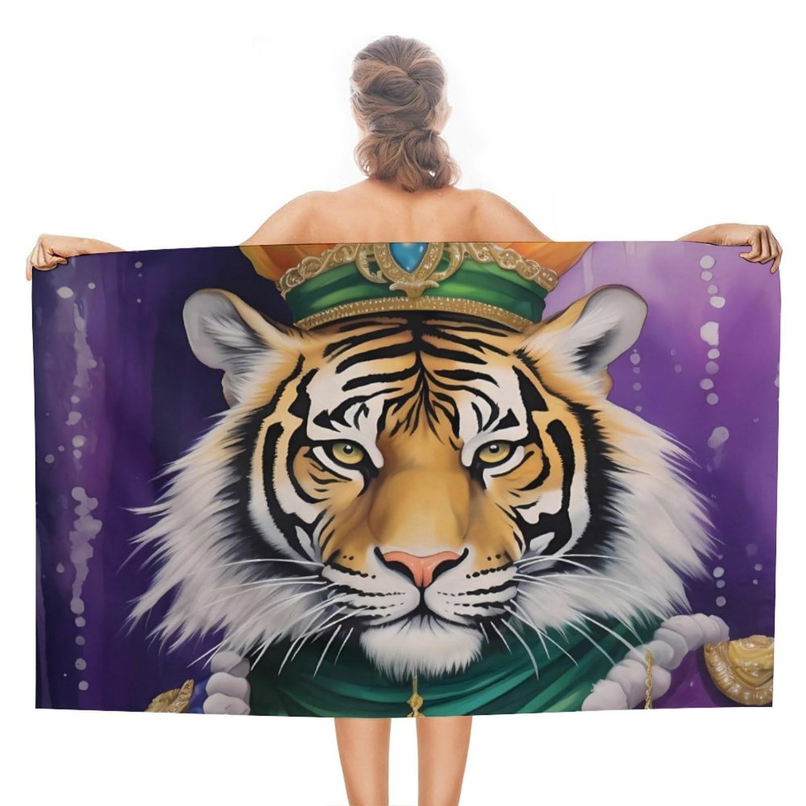 CGSBNGHA TIGER THE-KINGS-OF-MARDI And GRAS Beach Towels Soft Bathroom Bath Pool Swim Towels for Women Men