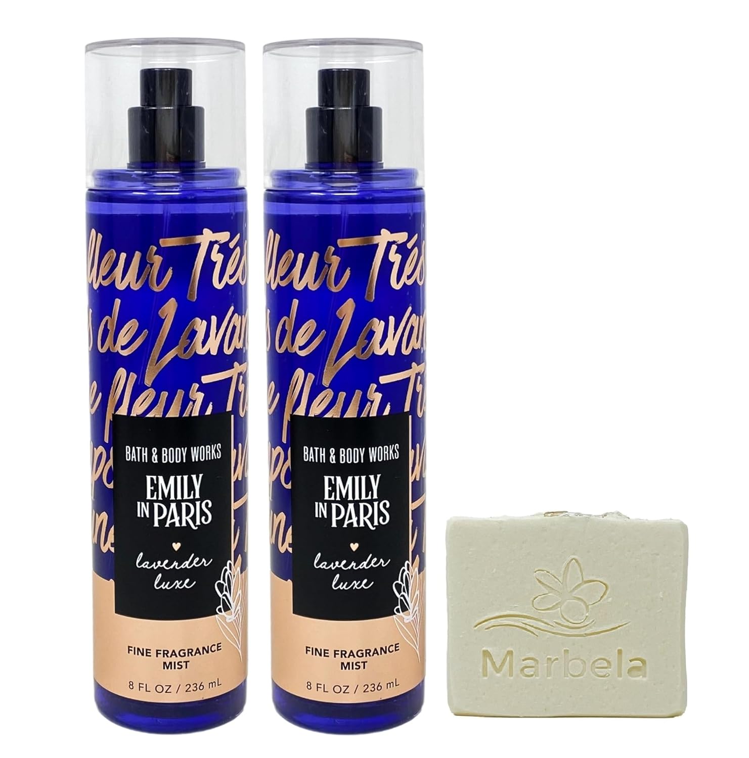 Bath & Body Works Emily In Paris - Lavender Luxe 2 Pack Fine Fragrance Mist Gift Set with a Natural Oats Bar Soap - Full Size