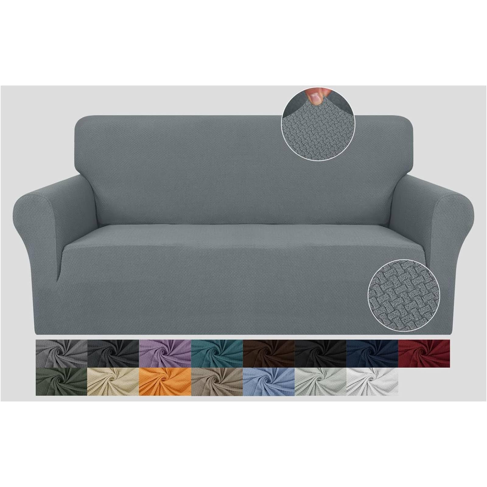 MAXIJIN Fundas de sofá de Jacquard Creativas para 2 plazas, súper elásticas, Antideslizantes, Fundas de sofá para Asientos de Amor, para Perros, Que admiten Mascotas (2 Plaza, Gris Claro)