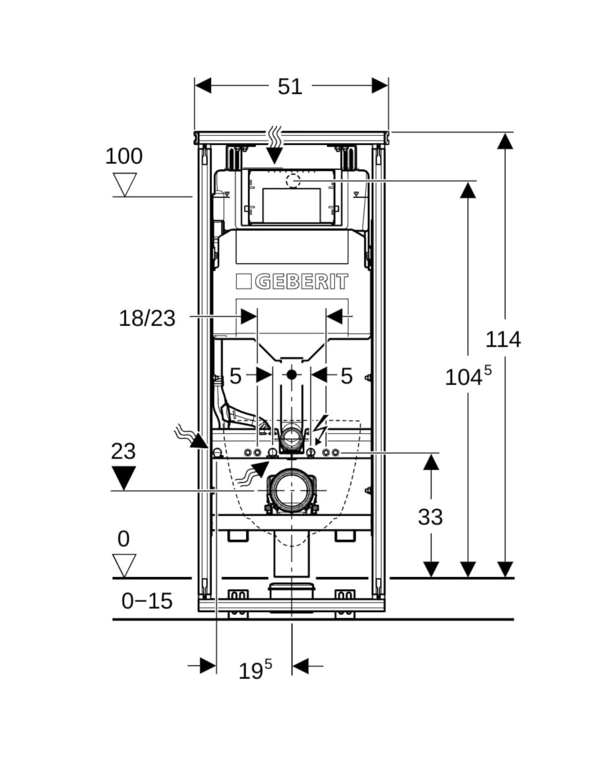 Geberit GIS Element für Wand-WC 114 cm mit Sigma Unterputz-Spülkasten 12 cm, Ecklösung, selbsttragender Stahlrahmen, frontseitige Revision, schnelle Trockenbau-Montage & stabile Installation