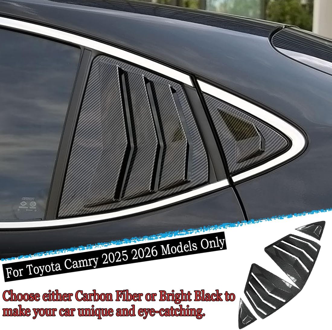 Window Louver，MUXEE 2Pcs Side Vent Window Louvers for Toyota Camry 2025 2026, ABS Print Sport Window Decorative Covers, Exterior Trim Accessories - Carbon Fiber