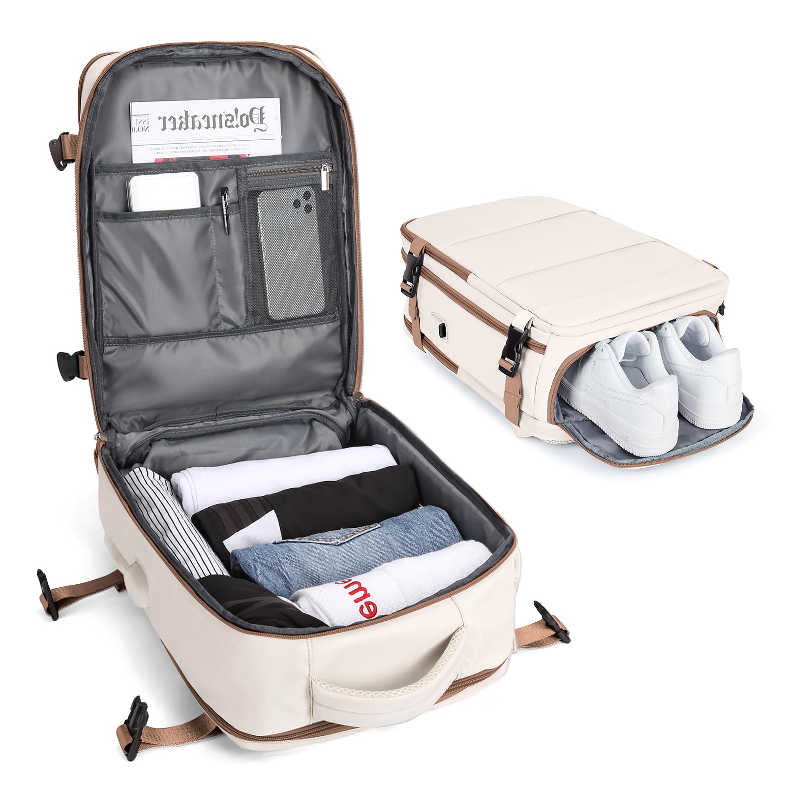 BJLFS Borse da Cabina per Ryanair 40x20x25 Bagaglio a Mano Zaino Borsa Zaino da Viaggio, Zaino da trekking,Zaino Easyjet 45x36x20,Zaino Casual per laptop da 14 pollici per scuola