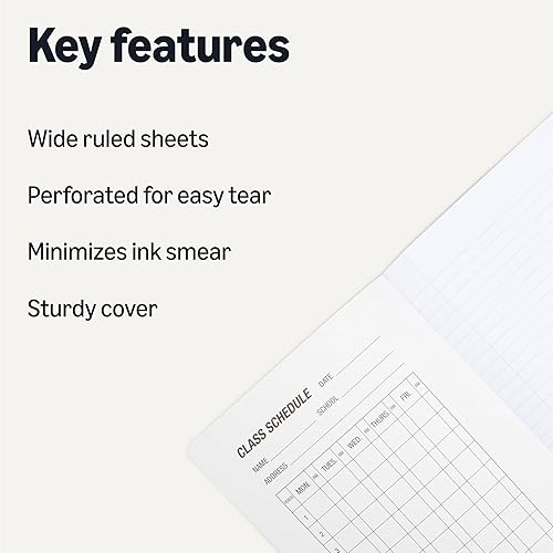 Miniatura 2 de Tienda Basics Cuaderno de composición con rayas anchas, tapa resistente con tablas de conversión, para uso escolar, hogar y oficina, 100 hojas,