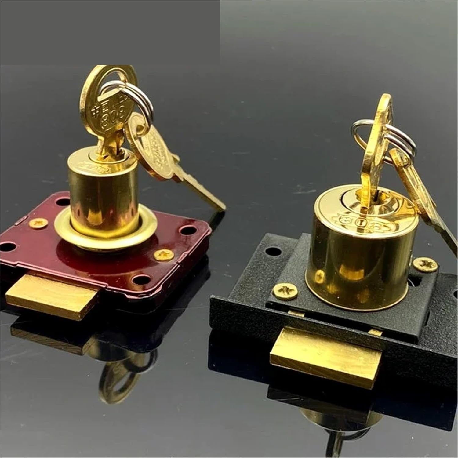 Drawer Lock 22mm 16mm for Home Cinet Cupboard Wardrobe Door Furniture Hadrware MX08 1Pcs(22mmGold KeyDifferen)