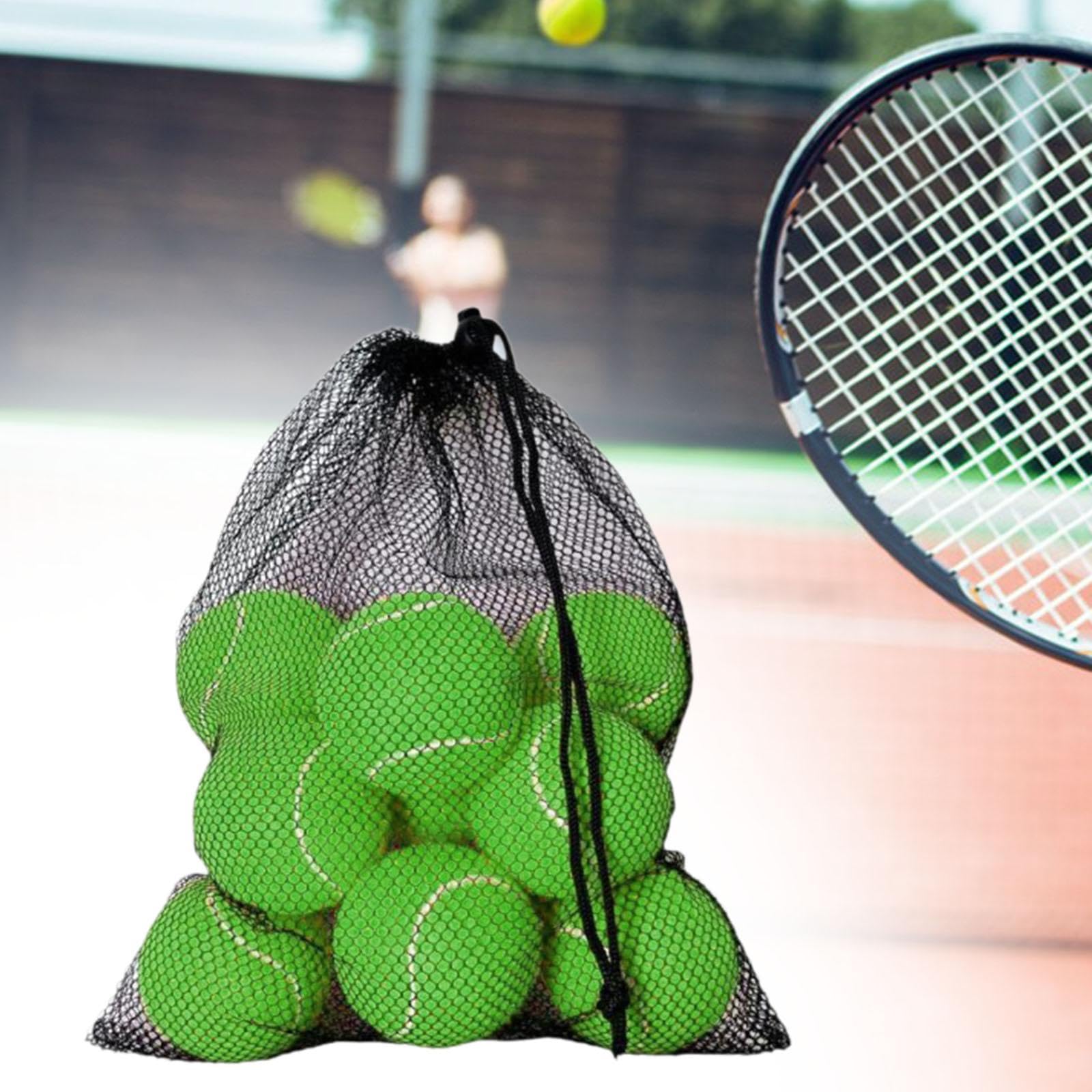 12 Pelotas Tennis Pelotas Práctica Entrenamiento Juego Resistente Material Goma Felt con Bolsa Uso Portátil Adecuado para Niños Adultos Ejercicio Al a, Verde