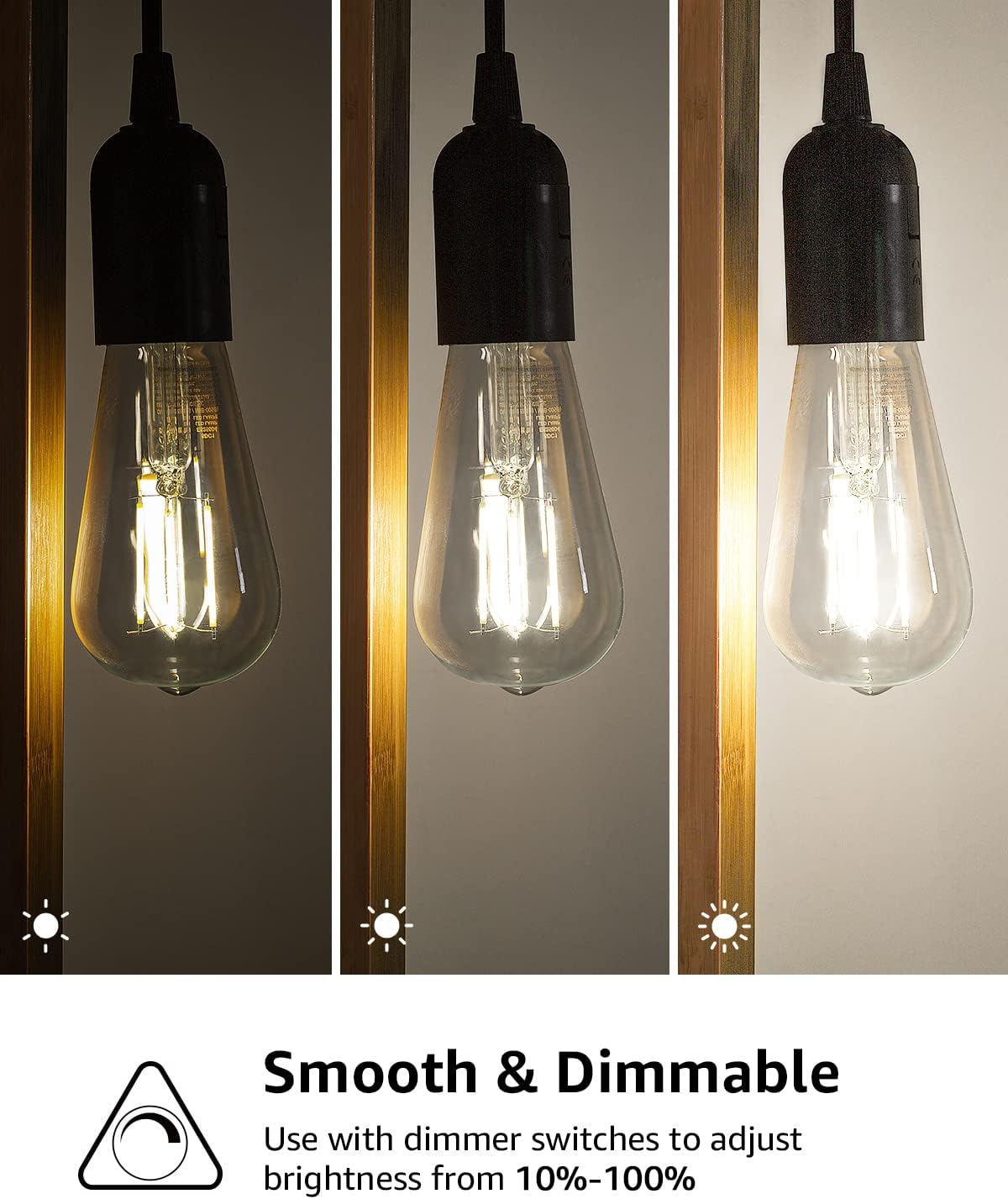 Lepro Edison Dimmable LED Light Bulbs 60 Watt Equivalent, 4000K Netural White E26 Edison Bulbs, Filament Vintage Bulb Clear Glass, Medium Base, Daylight White ST19 Vintage, 6 Packs