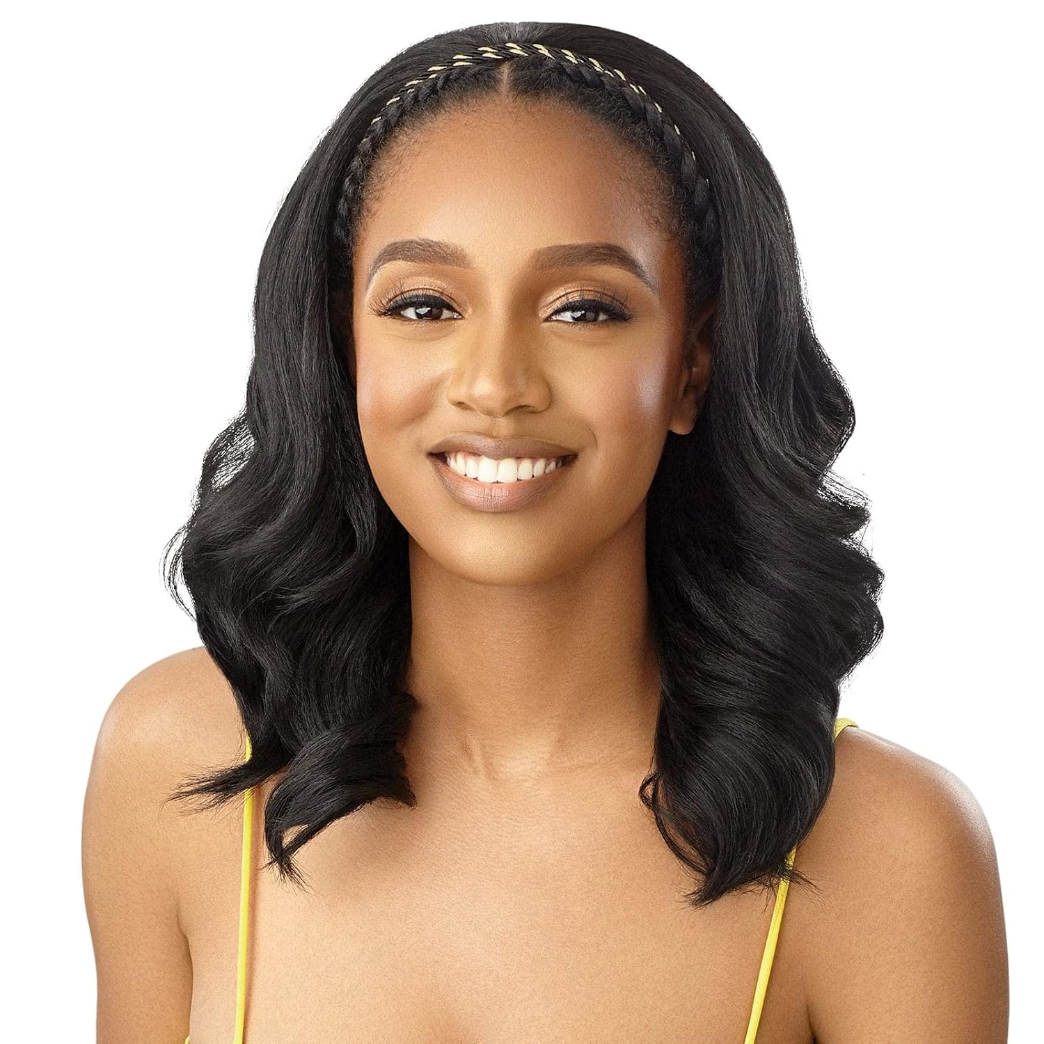 Outre Converti Cap Wig Deluxe Cap Lays Flat heat Resistant Fiber High Tex DAZZLING GLAM (DRBLKCHER)