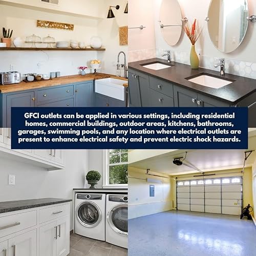 Miniatura 12 de GFCI Outlet Receptáculo dúplex decorativo delgado resistente a manipulaciones con indicador LED, interruptor de circuito de falla a tierra