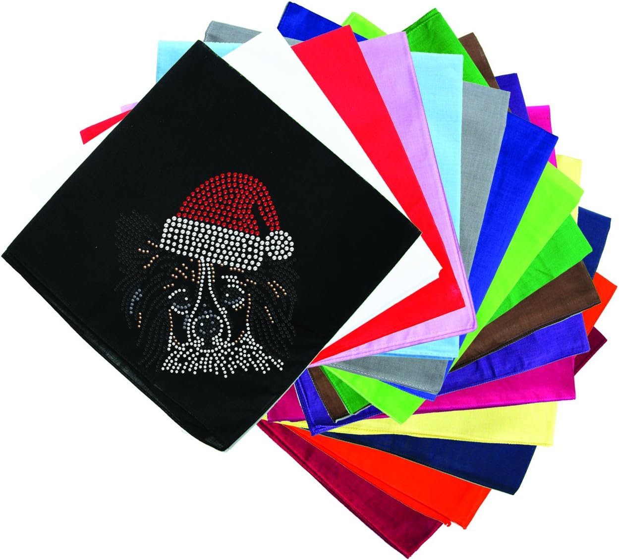 Papillon with Santa Hat - Bling Rhinestone Christmas Dog Bandana