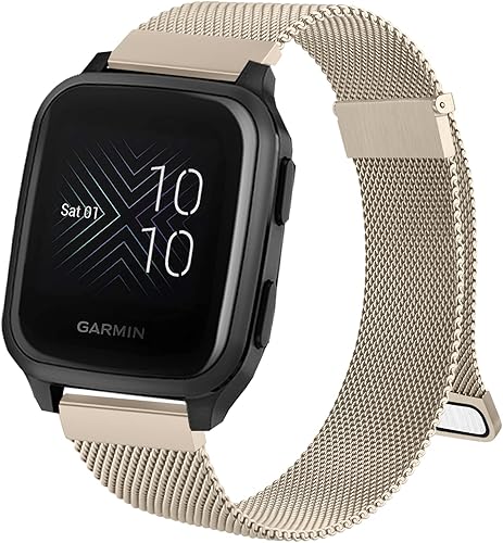 Wanme Bandas de metal para Garmin Venu 2 Plus  Venu Sq  Venu  Vivoactive 3 Correa de reloj para mujeres y hombres, correa de repuesto magnética de
