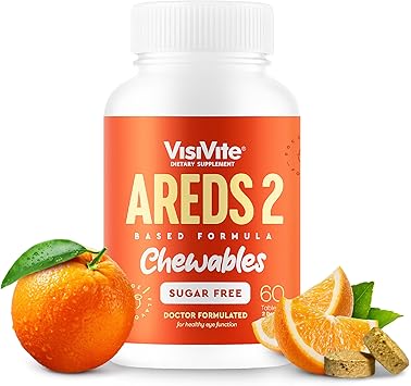 VisiVite AREDS 2 Sugar-Free Eye Vitamins - Alternative to Lutein Gummies for Eyes - Lutein for Eye Health - Premium Sugar-Free Eye Vitamins - Eye Care Supplements for Adults Chewable Tablets