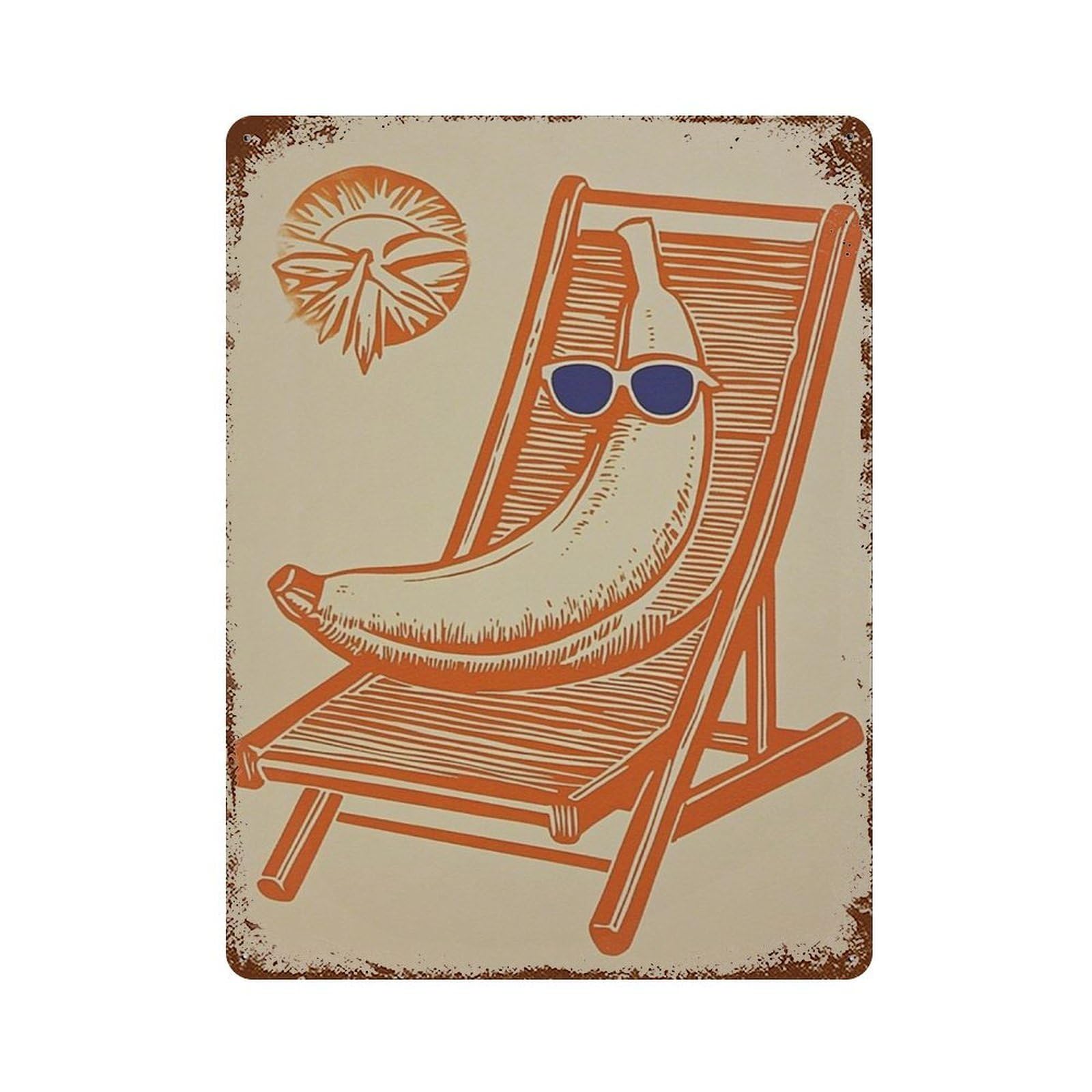 xiaoxiaoshen Funny Banana Retro Summer Minimal Beach Kitchen Wall Decor Art Metal Tin Poster Modern Home Decor Art Home Bar Shop Decorations Vintage Sign 40x30cm