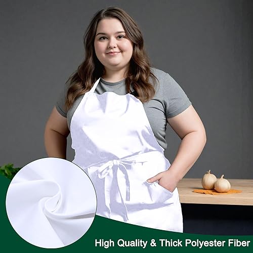 Miniatura 3 de 2 Pack Plus Size Chef Apron, Large Adjustable Aprons with Pockets for Men Women Waiter Waitress, Black White (XXXL)