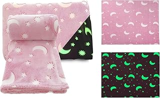 RSW Baby Blanket Fleece Glow in Dark Soft Baby Blanket 70 x 90 cm Fleece Blanket for Crib Pram Boys Girls Cot Bed Swaddle Pram Shawl Wrap Toddler (Pink)