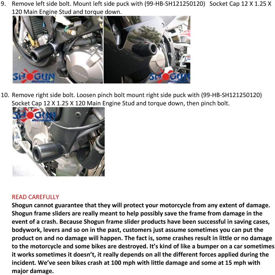 Shogun USA Made Hon CBR600RR CBR600 CBR 600 RR 2003 2004 2005 2006 Black Frame Sliders - 750-3309