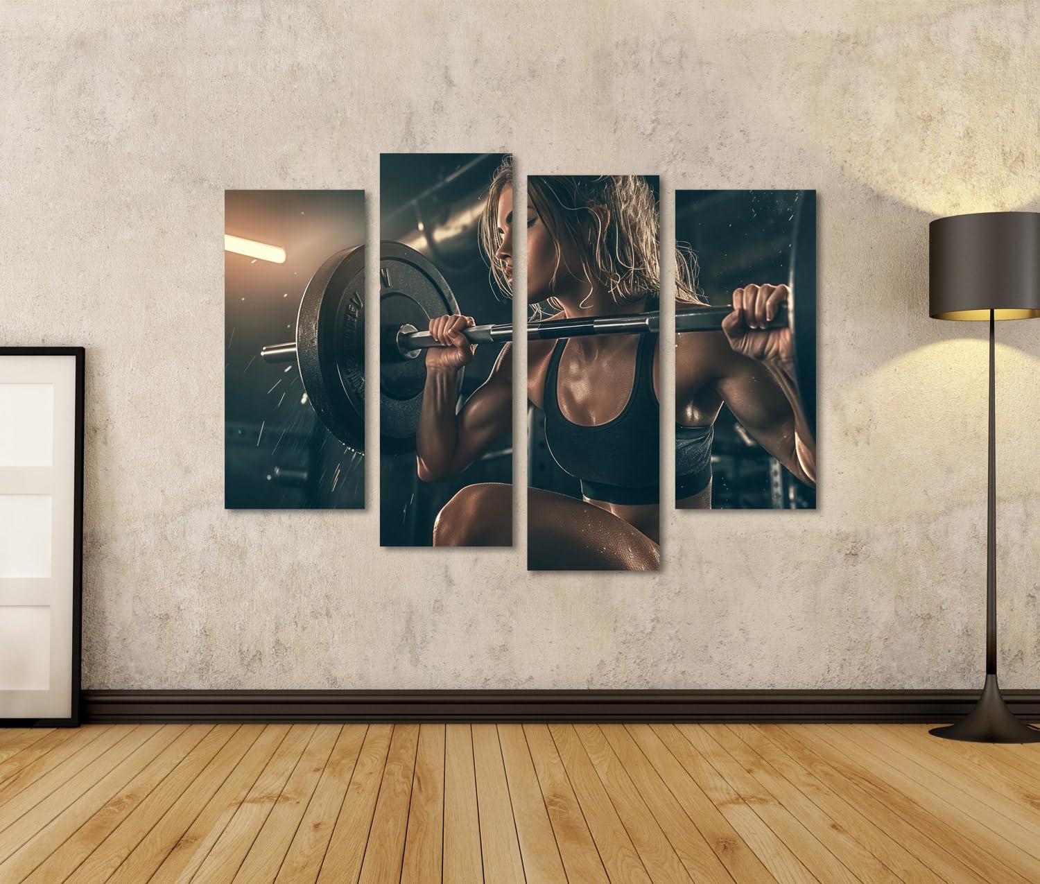 islandburner Quadro su tela Allenamento della forza di una giovane donna in palestra per gli appassionati di fitness palestra Immagini murali poster