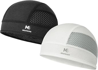 MELASA 2 Pieces Cooling Skull Caps Helmet Liner,Lightweight Mesh Under Helmet Cycling Motorcycle Hard Hat Sweat Liner for Men Women