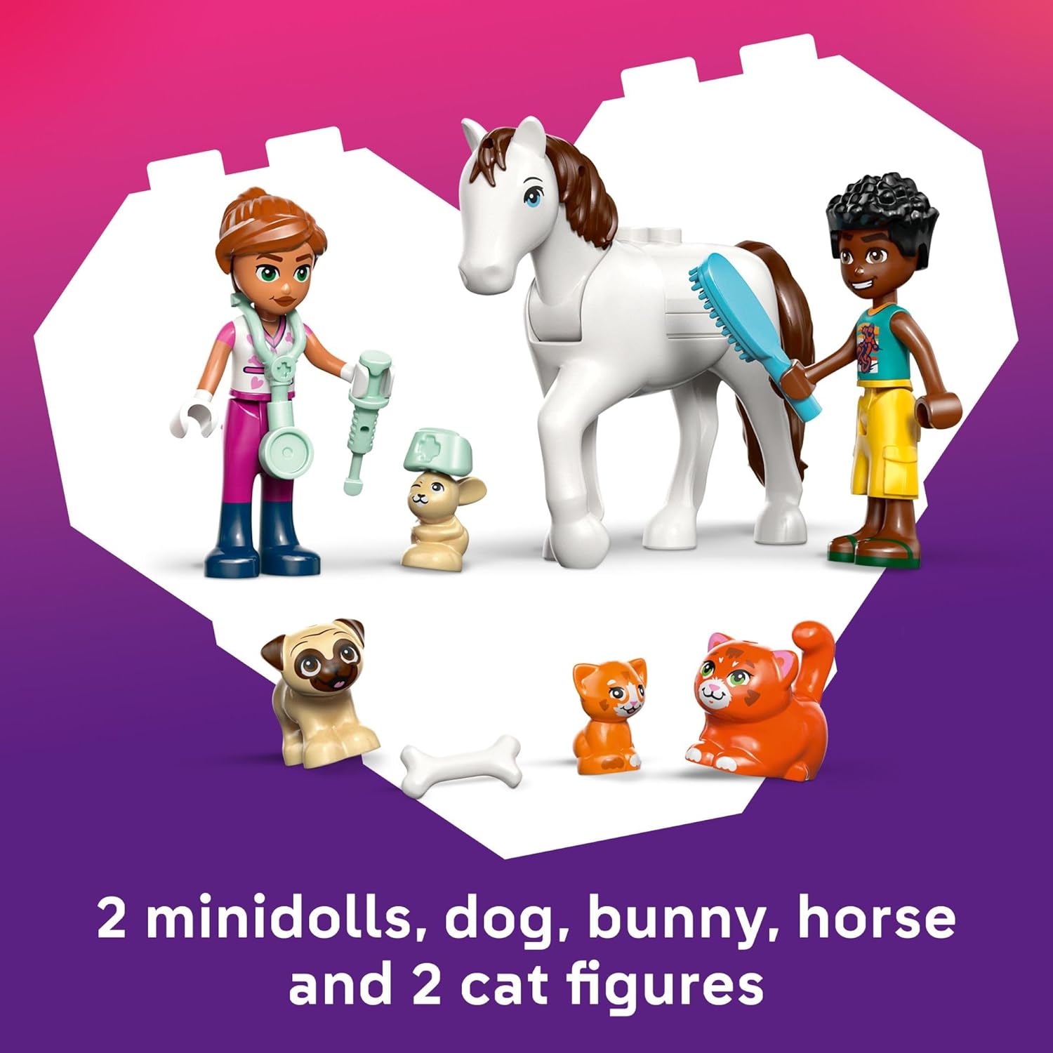 LEGO Friends Animal Vet Clinic Building Toy - Playset for Preschool Girls & Boys, Ages 4+ - Gift for Birthdays - W/Valeria & Zac Minidolls, 5 Toy Pets, & Accessories - 42696