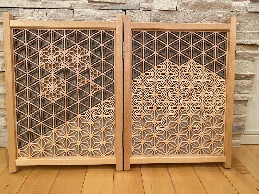 組子細工　衝立　パーテーション　伝統工芸品 Amazon.co.jp: ⑨ 組子 組子細工 衝立 ついたて パーテーション 伝統