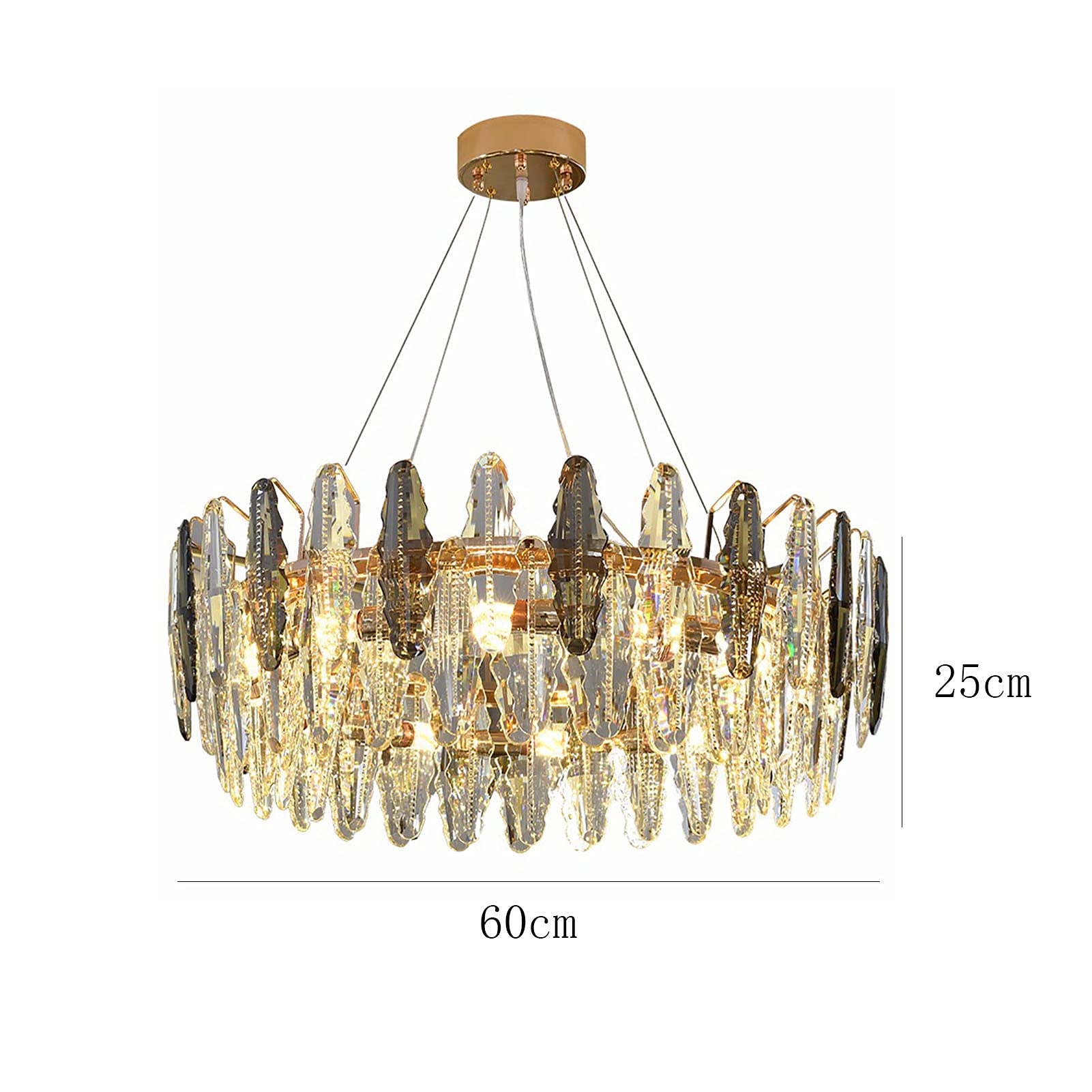 Moderne halbbündige Kristall-Deckenleuchte mit 8 Lichtern, K9-Kristall-Deckenleuchte, Deckennahe Leuchte für Esszimmer, Wohnzimmer, Schlafzimmer-Gold 60x25cm