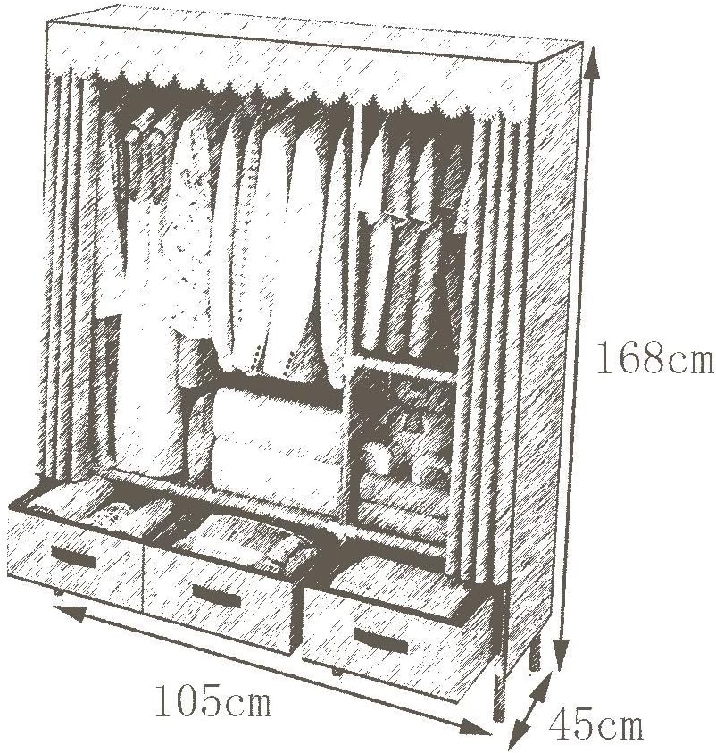 Cloth Wardrobe Clothes Closet, Portable Closet Wardrobe Storage Closet Standing Closet Fabric Cabinet Portable Wardrobe,Blue_105x45x168cm