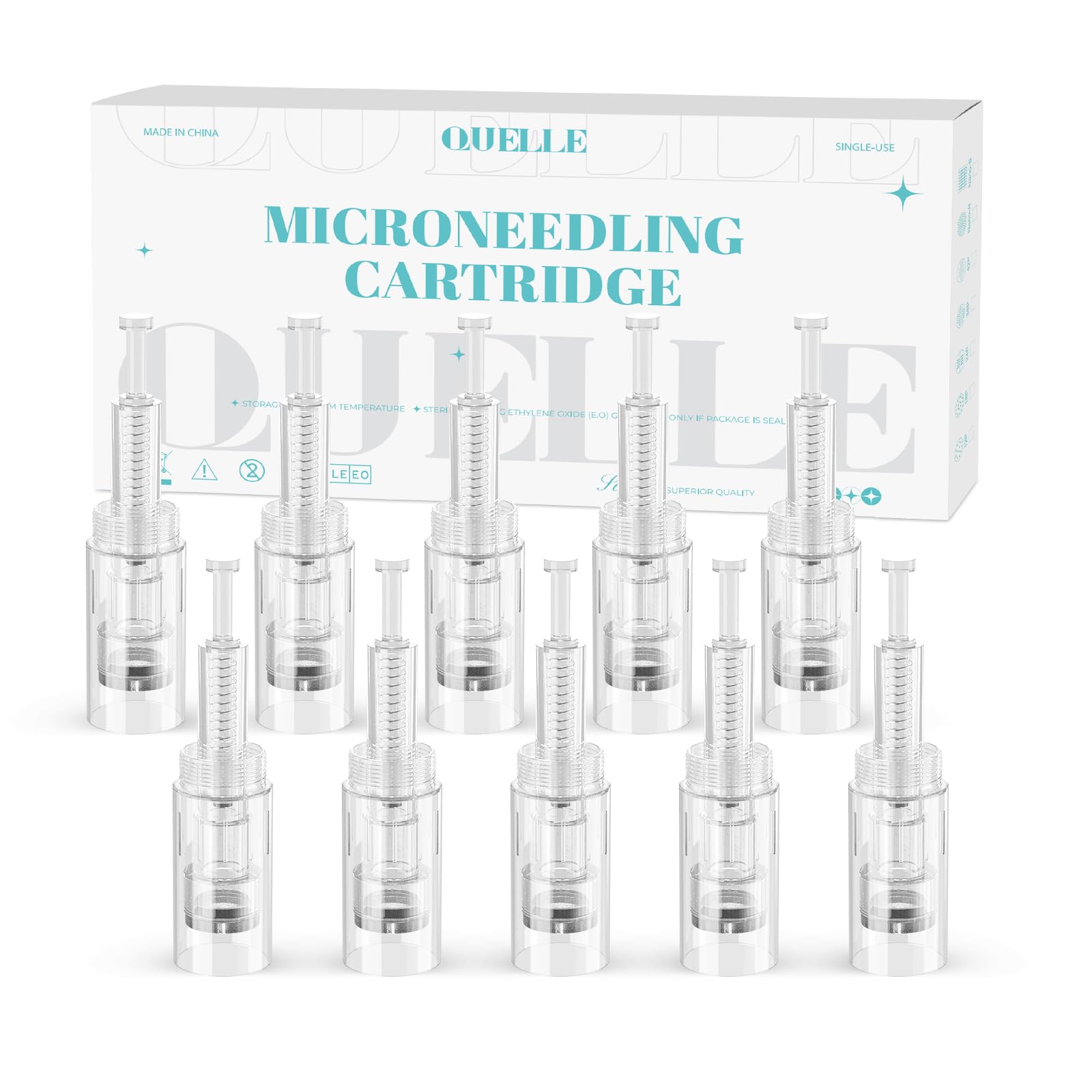 Pack of 10 Microneedling Needles Round Nano Pins Replacement Dermapen Needles Microneedling Needle Cartridges Universal with Thread Port for Electric Microneedling Pen EN99Q-10-RN