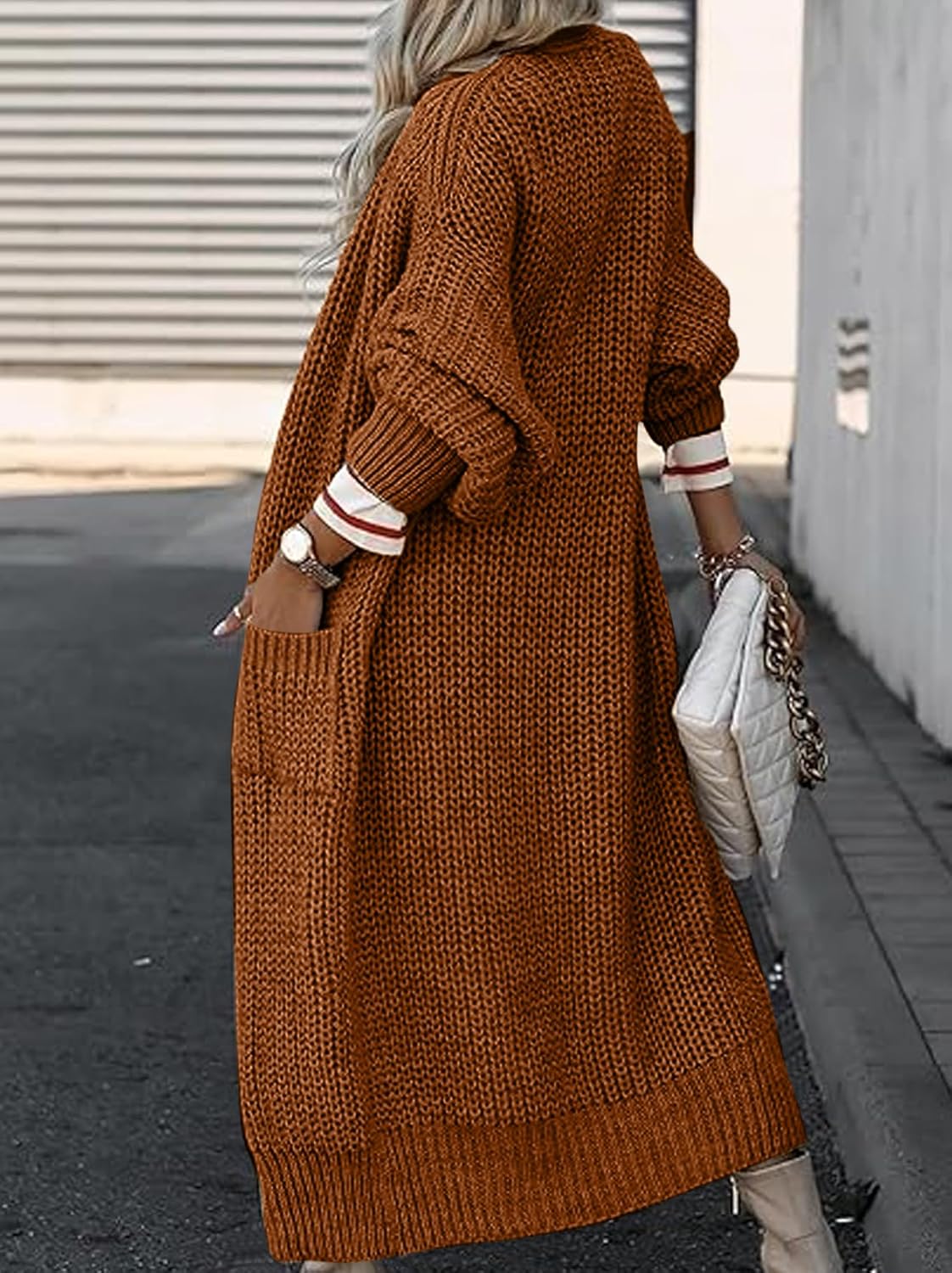 Women's Oversized Cardigans Sweater Long Coat Knit Fall Winter Cozy Outfits with Pockets - Image 3