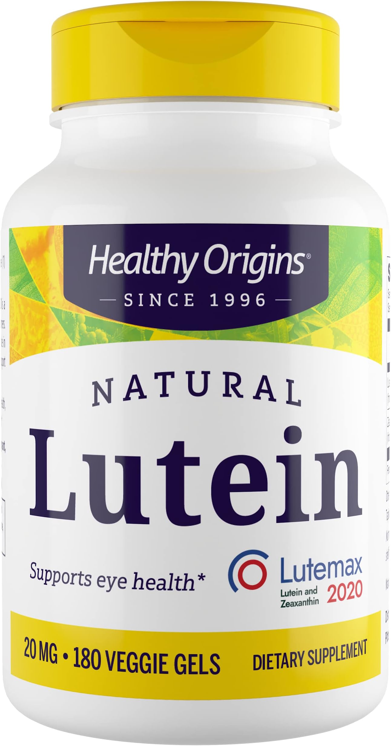 Lutein (Lutemax 2020), 20 mg - For Healthy Vision & Eye Health - Supplement with Zeaxanthin - Vegan, Non-GMO & Gluten-Free Supplement - 180 Veggie Gels