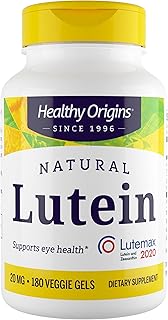 Healthy Origins Lutein 20 mg (Lutemax 2020 with Zeaxanthin, Non-GMO, Vegan, Eye Support), 180 Veggie Gels
