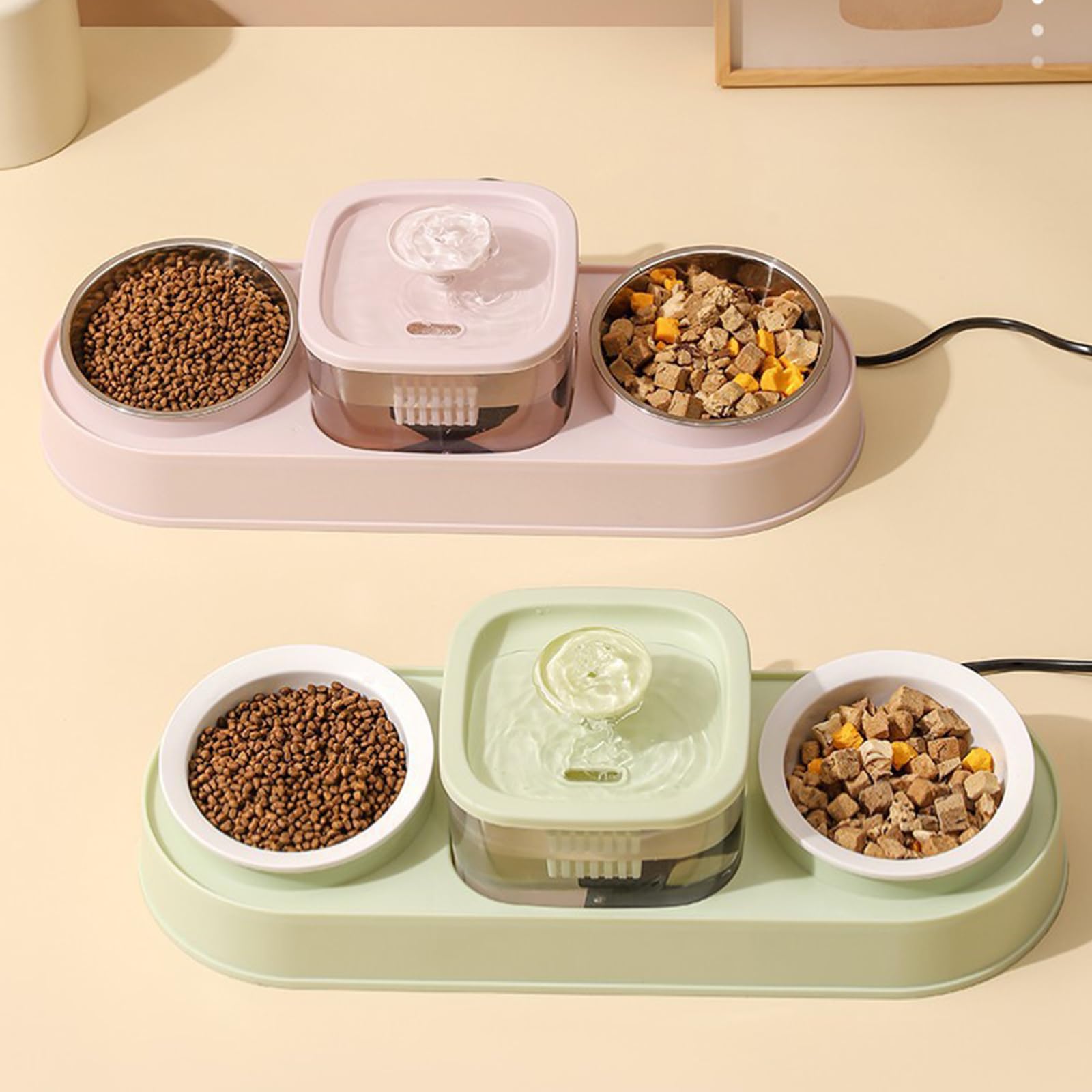 Distributeur d'eau pour chat - Double gamelle - Distributeur d'eau électrique - Fournitures d'alimentation en eau