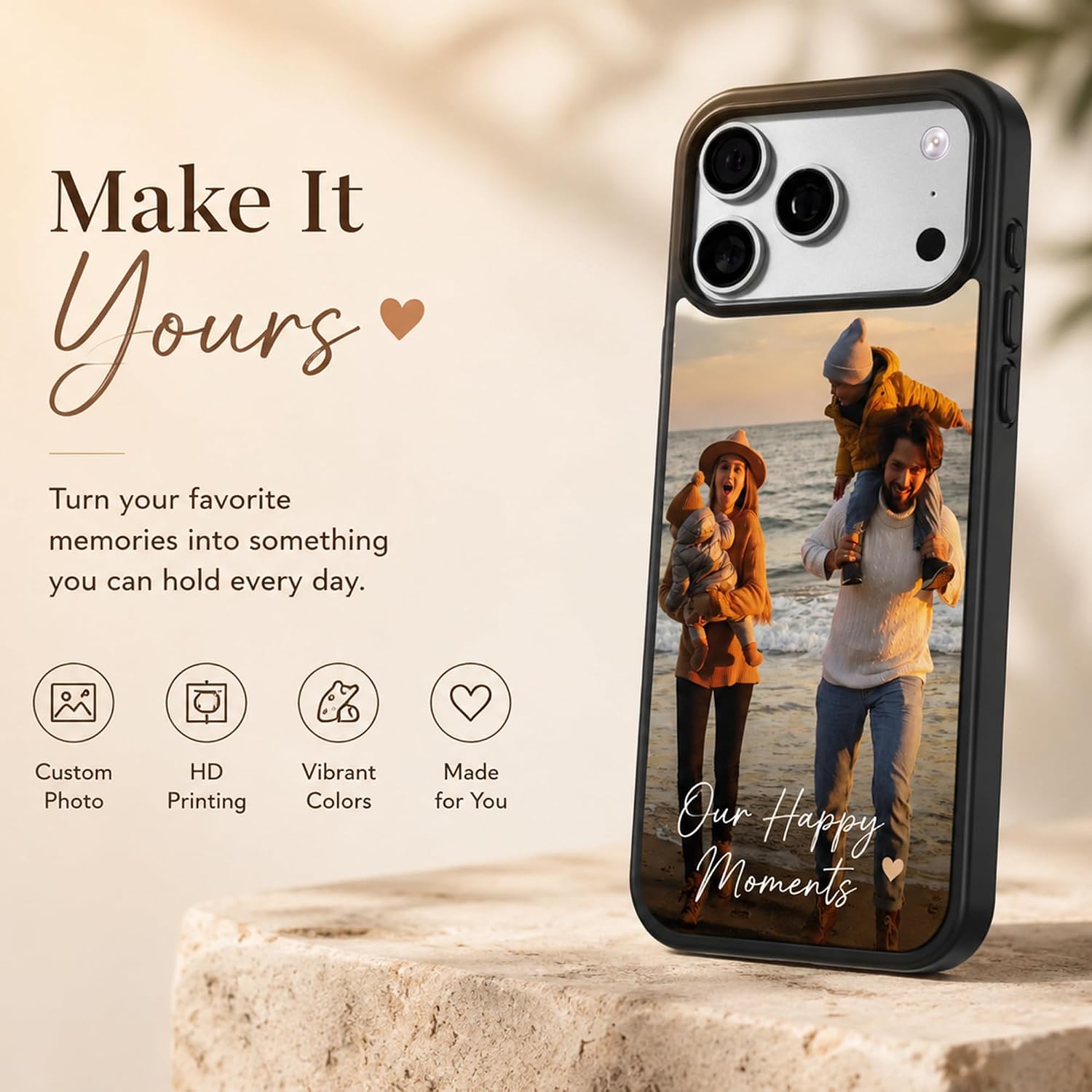 Custom Phone Case for iPhone 17 Pro, Magnetic Personalized Photo & Text Cover, Crystal Acrylic Never Fade Print with Black Shockproof Bumper, Personalized Gift for Women Girls Men image 2