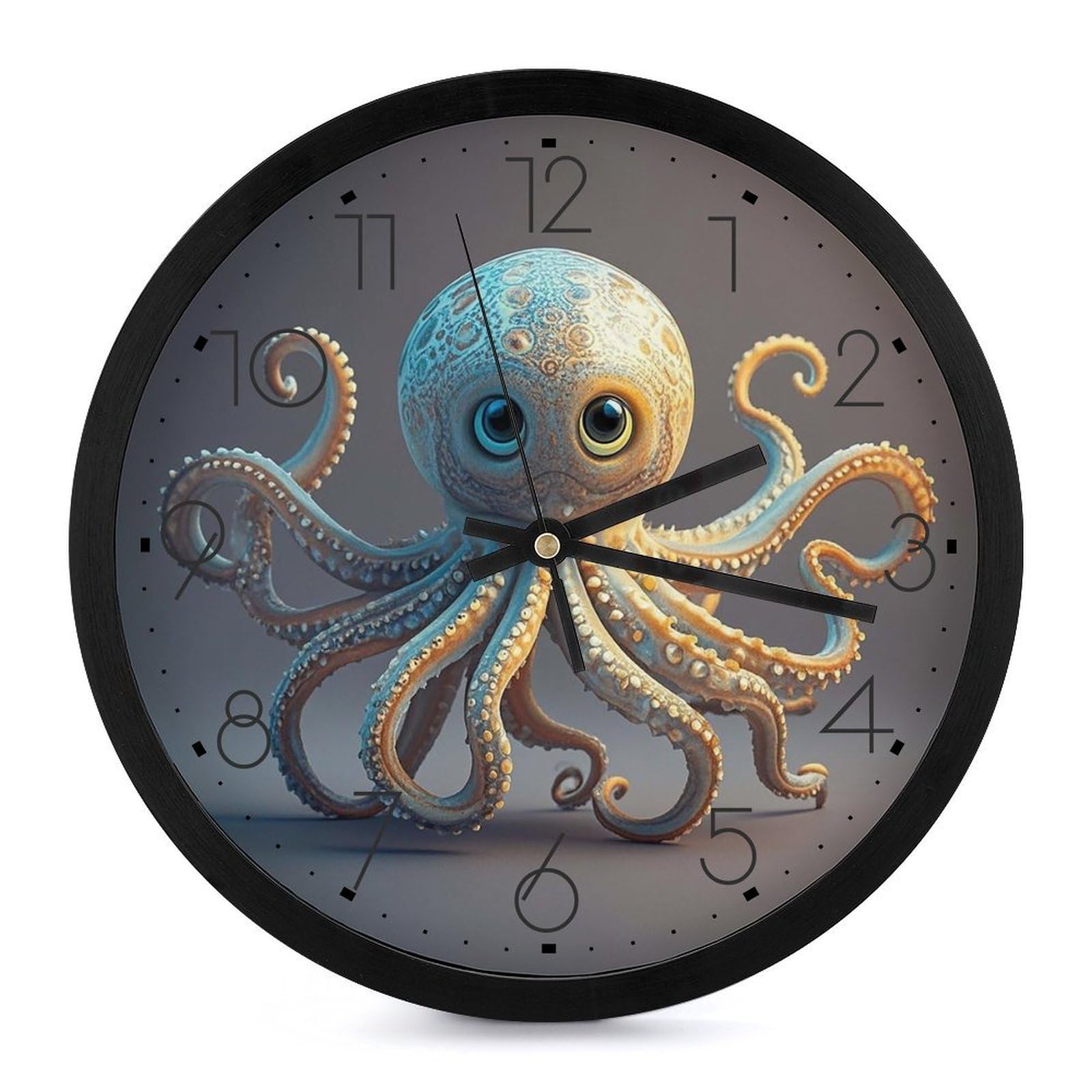 Horloge murale pieuvre ronde 25cm silencieuse pour bureau et salon