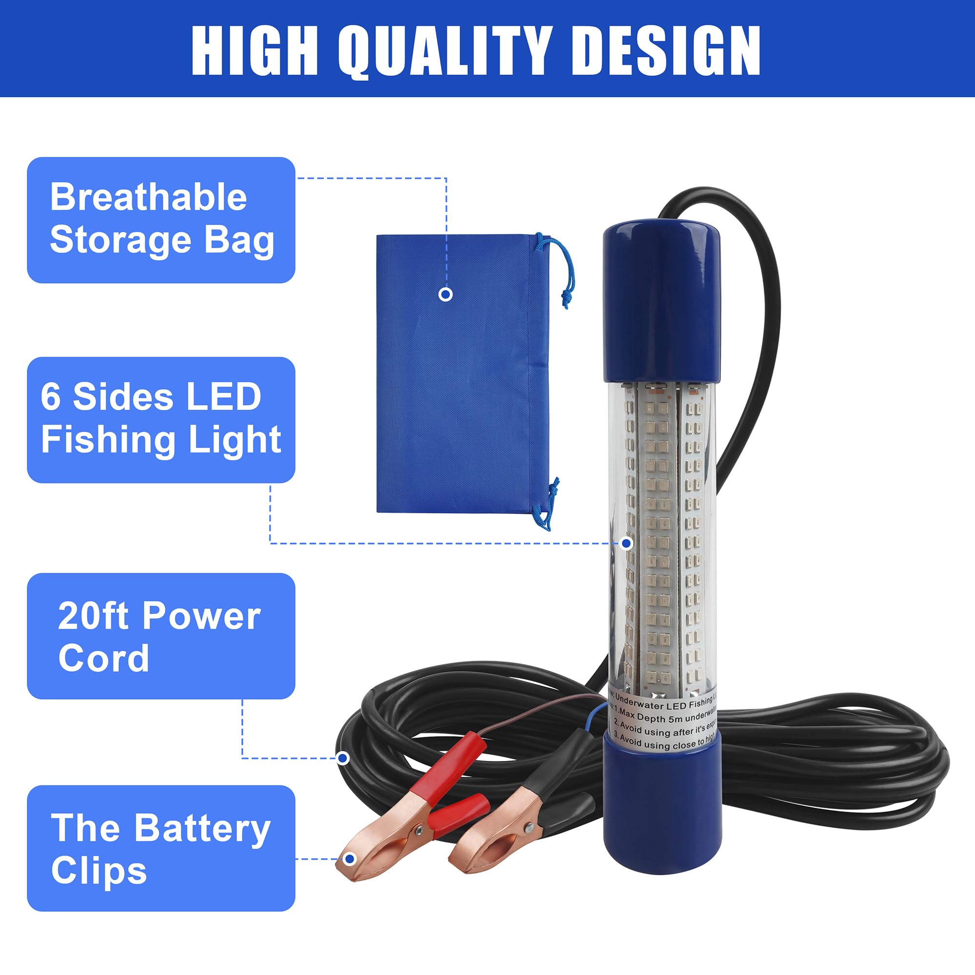 Submersible Fishing Light,12V-24V 10.8W 180LEDs 1000 Lumens Underwater Fish Finder Lamp with 6m Cord Fishing Attracting Light for Crappie Squid Shad Shrimp Poor Boat Saltwater&Freshwater (Green)