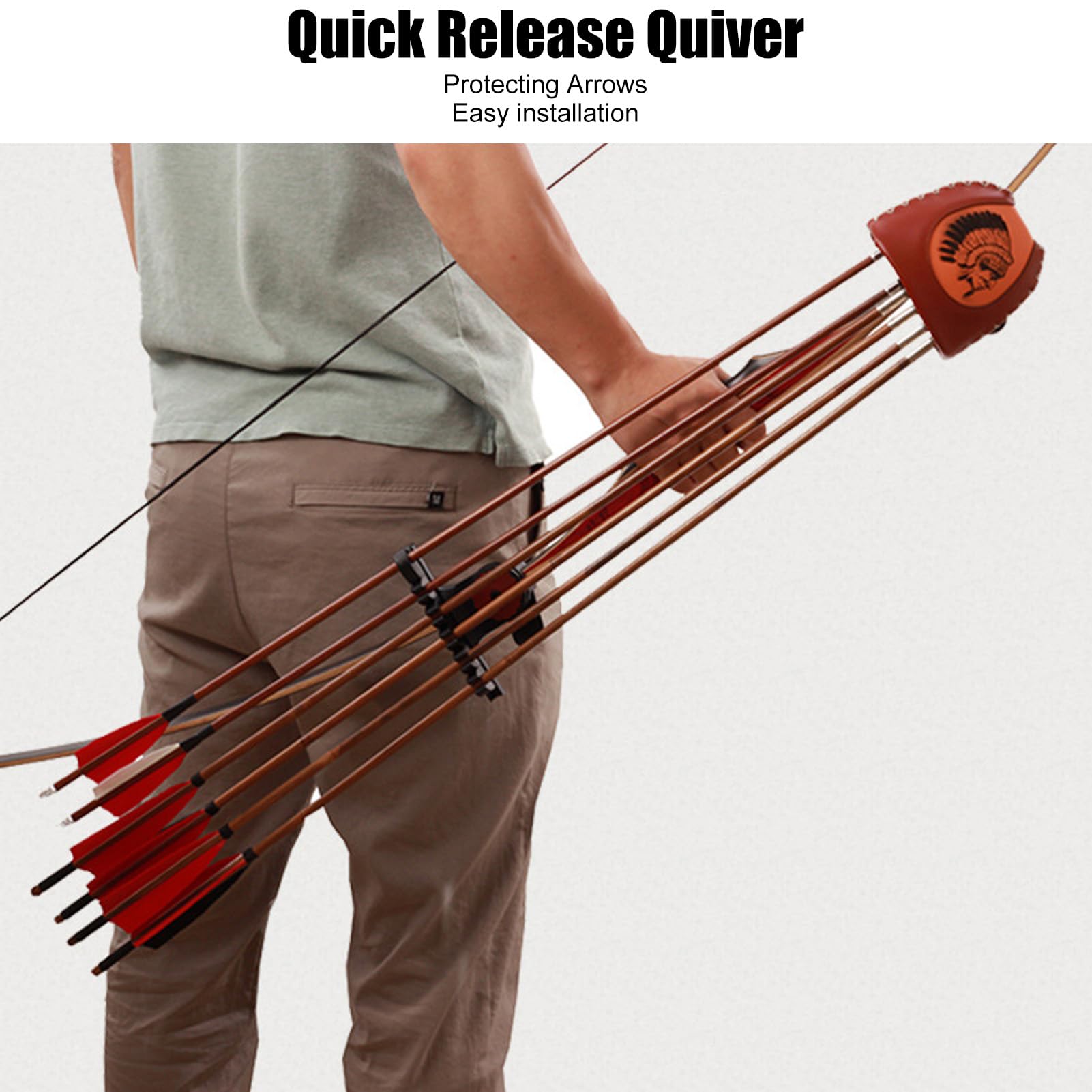 FuyoSegen Leather Arrow Quiver, Archery Quiver, Quiver for Arrow Leather, Archery Compound Bow Quiver for Hunting with Quick Release, Quick Release System, Storing 4 Arrows, Arrow Quiver Holder