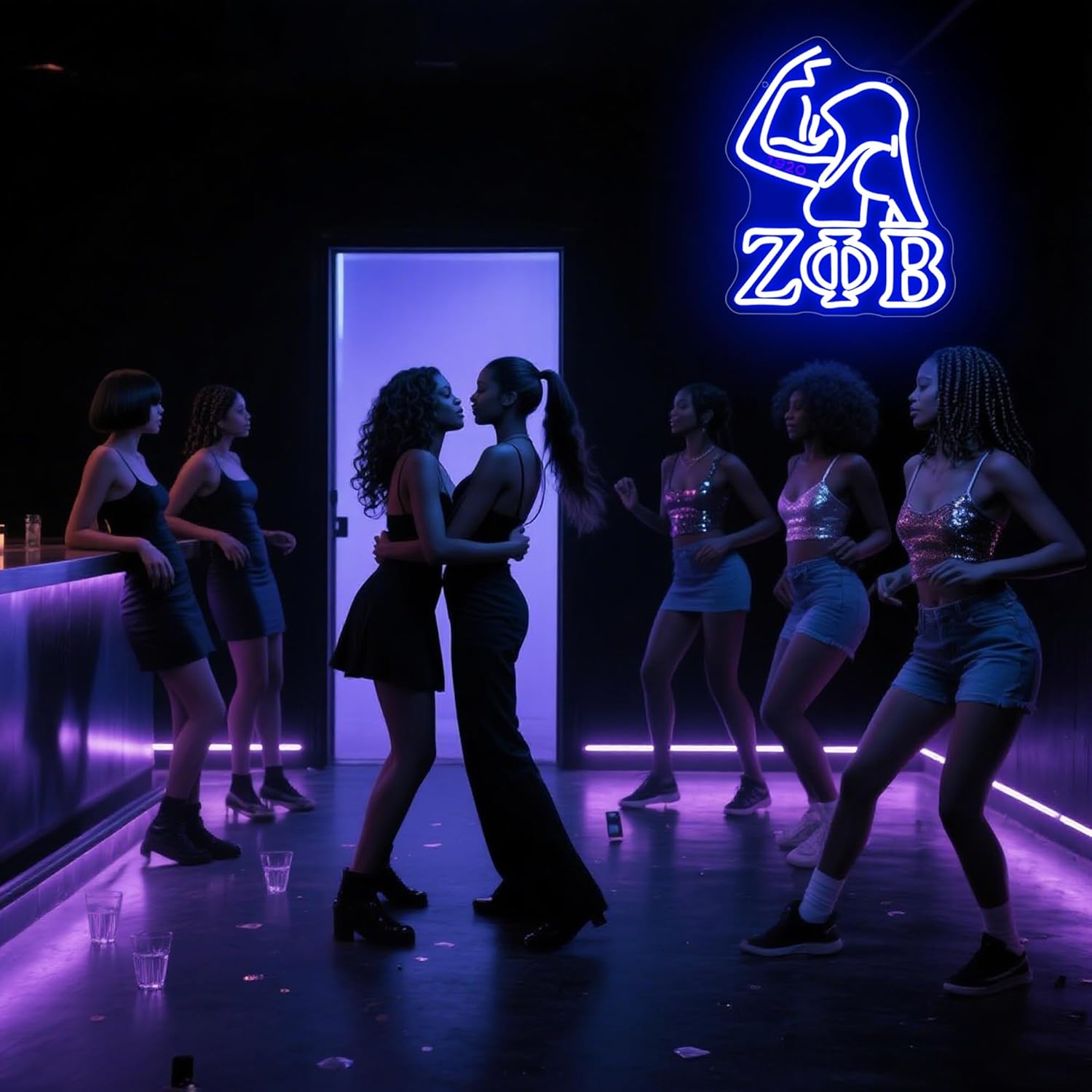 Zpb Sorority Neon Sign for Wall Decor Dimmable Zpb Sorority Neon Light Suitable for Gathering Party Living Room Bedroom Birthday Gift for College Students Light Up Sign for College Size12.9*10.7In(P150) - Image 5