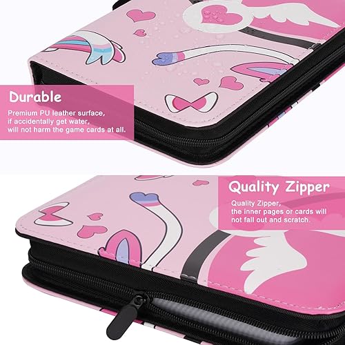 Miniatura 3 de Carpeta de 4 bolsillos para tarjetas de Pokémon con mangas, 480 tarjetas TCG grande, 3 anillos y 60 fundas para libros, con cremallera, álbum de