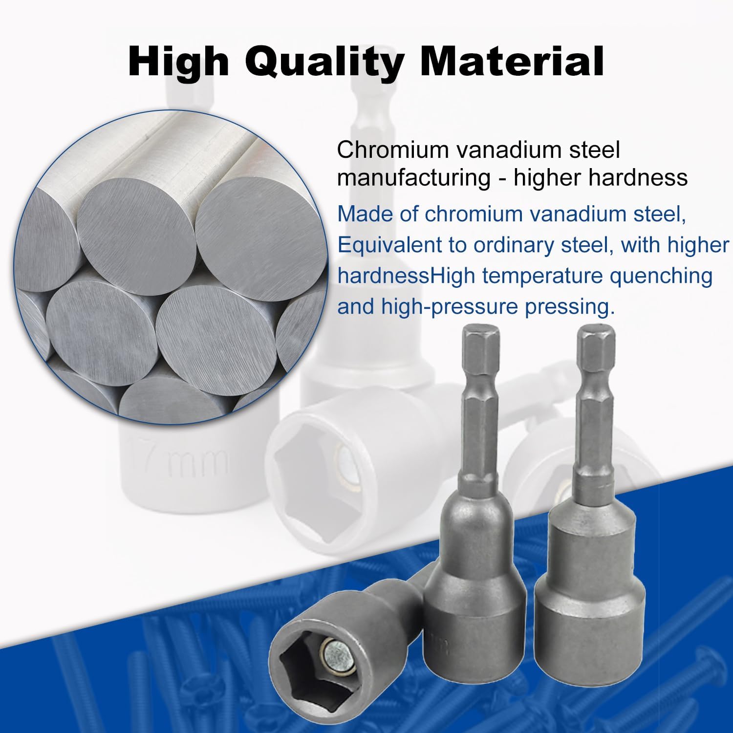 Heyiarbeit 1/4" Quick-Change Power Nut Driver Drill Bit Hex Shank 14mm Magnetic Metric Nut Setter 65mm Length for Household DIY Carpentry Woodworking 1Pcs