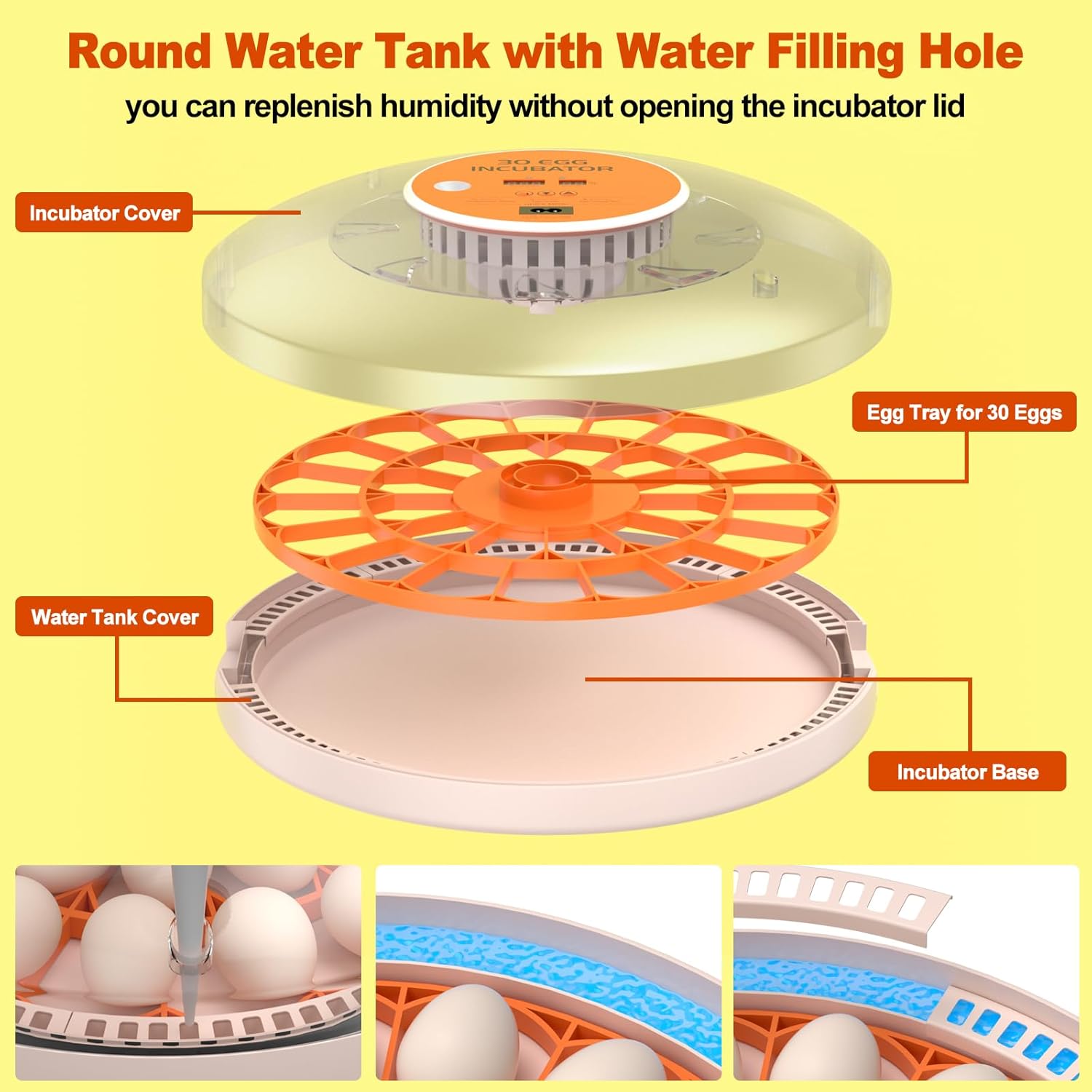 30 Egg Incubators for Hatching Chicken/Quail/Pigeon/Birds Eggs, Incubator with Automatic Egg Turning/Temperature Control/Humidity Display/Egg Candler/360°View/Fully Automatic, for Beginner/Farm/Home
