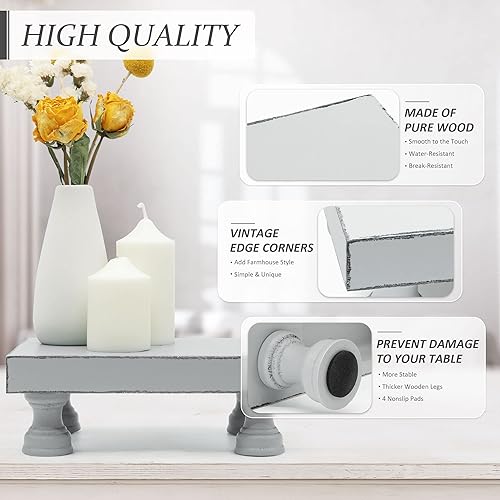 Miniatura 6 de EOSAHR Elegante y moderno juego de pedestal para decoración del hogar de granja, elevadores decorativos de madera, soporte para jabón y elegante