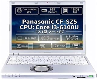 【整備済み品】パナソニック ノートPC CF-SZ5 /12.1型 / Win11 Pro/MS office H&B 2024 / Core i3-6100U /Webカメラ/ワジュンのwifi/Bluetooth/8GB /128GB SSD