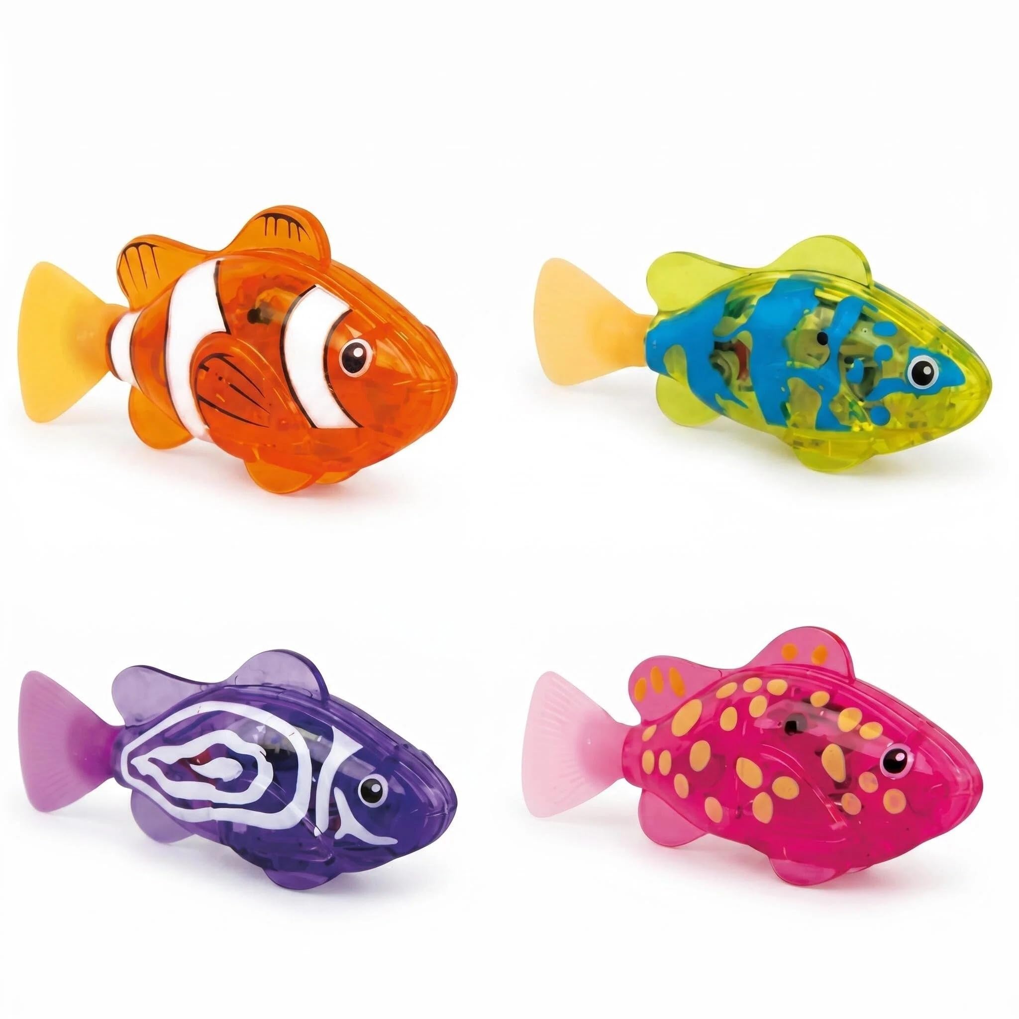 BRTNUP 4Pcs Swimming Robot Fish Bath Toys, Light Up Fish Bath Toys Robo FishBath Toy with LED Light Magic Water-Activated Glowing Swimming Fishes Toys Electric Swimming Fishes for Bathtub Pool