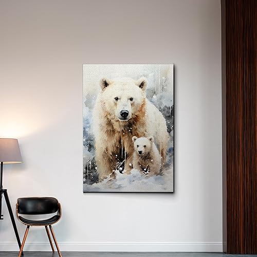 Miniatura 3 de Fox Mother Cub Print, In The Style Of Stencil,Based, Kids Wall Art, Kids Wall Art Display, Mom And Baby Animal Art Print, Canvas, Art Decor