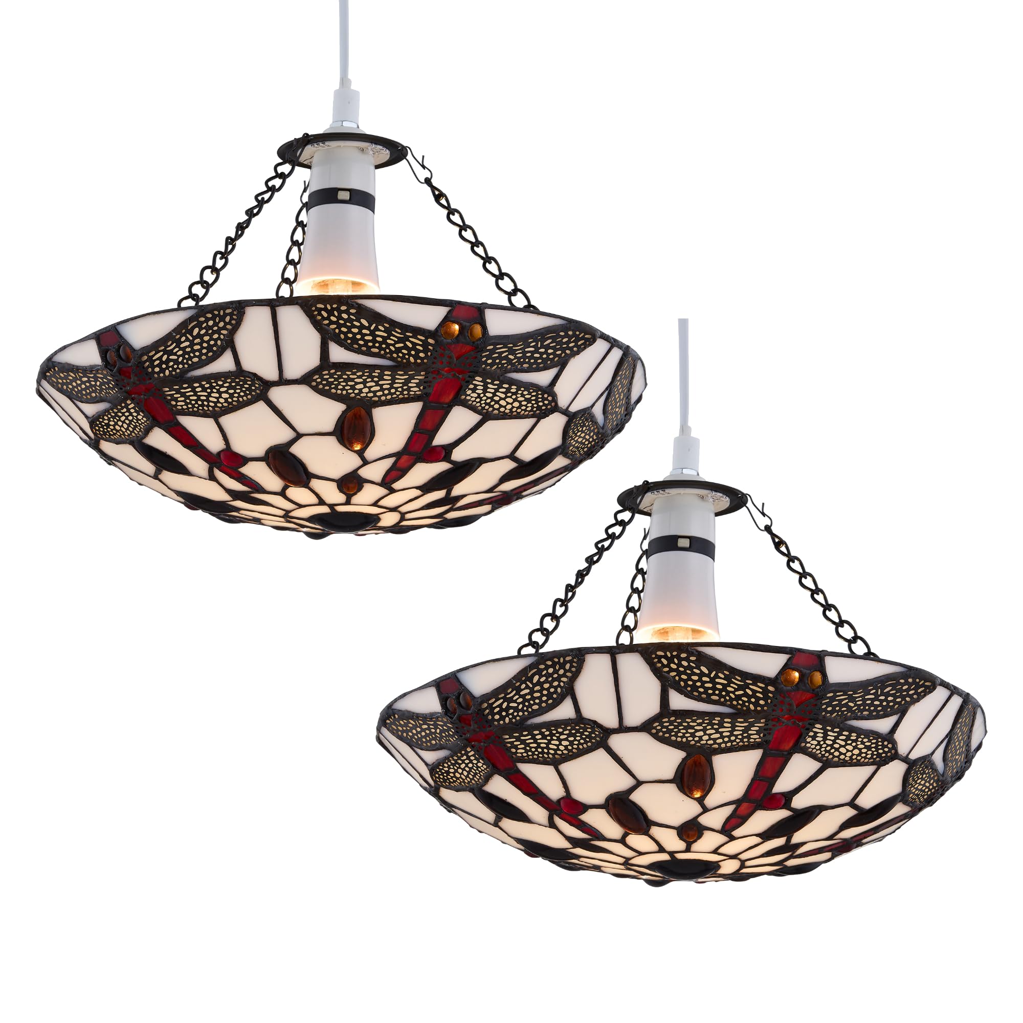 B&Q -  Set Of 2 BasilTiffany Coloured Glass Uplight Pendant Shades