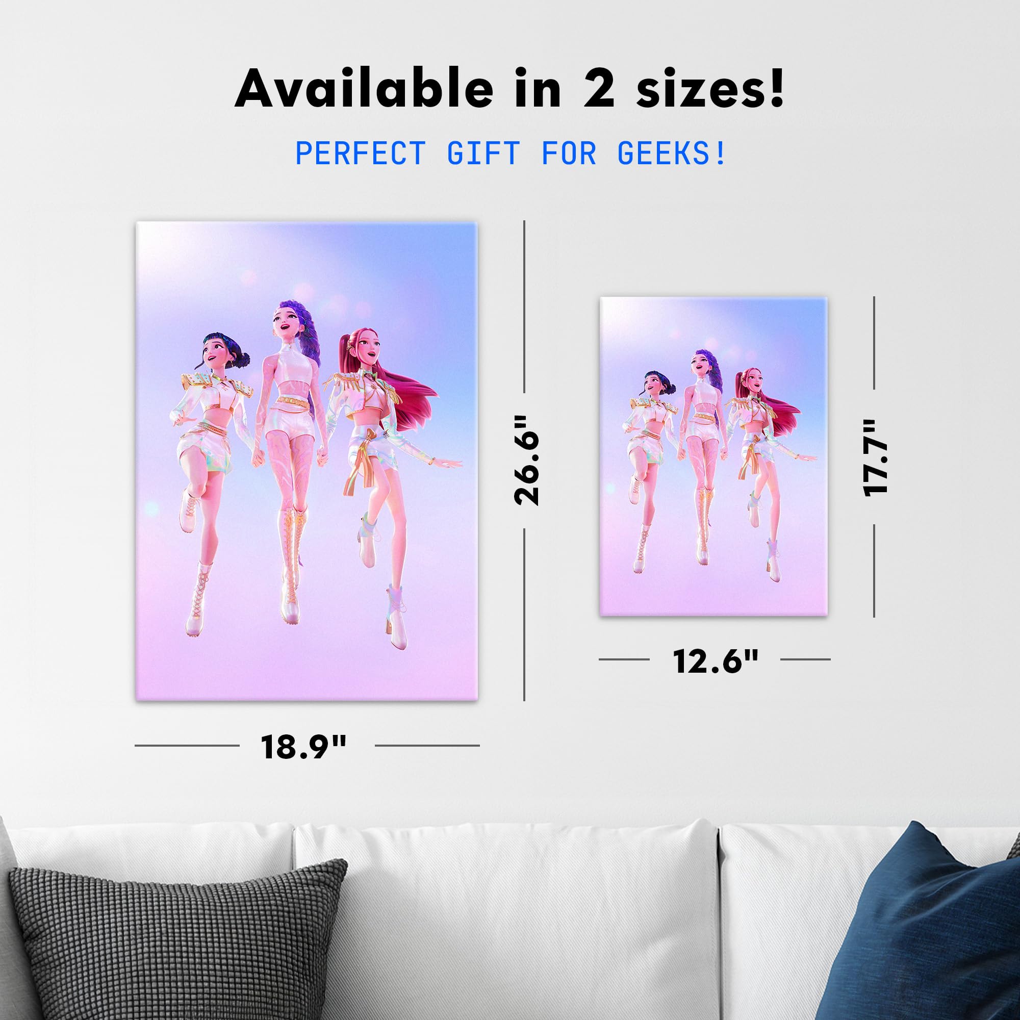 Displate Metallposter KPop Demon Hunters Wandbild - Icons of the Screen - HUNTR/X Vertical - Girls Huntrix Kpop Geschenk - Premium Wanddekoration Wand Deko Wohnzimmer Film Poster - 32 x 45 cm