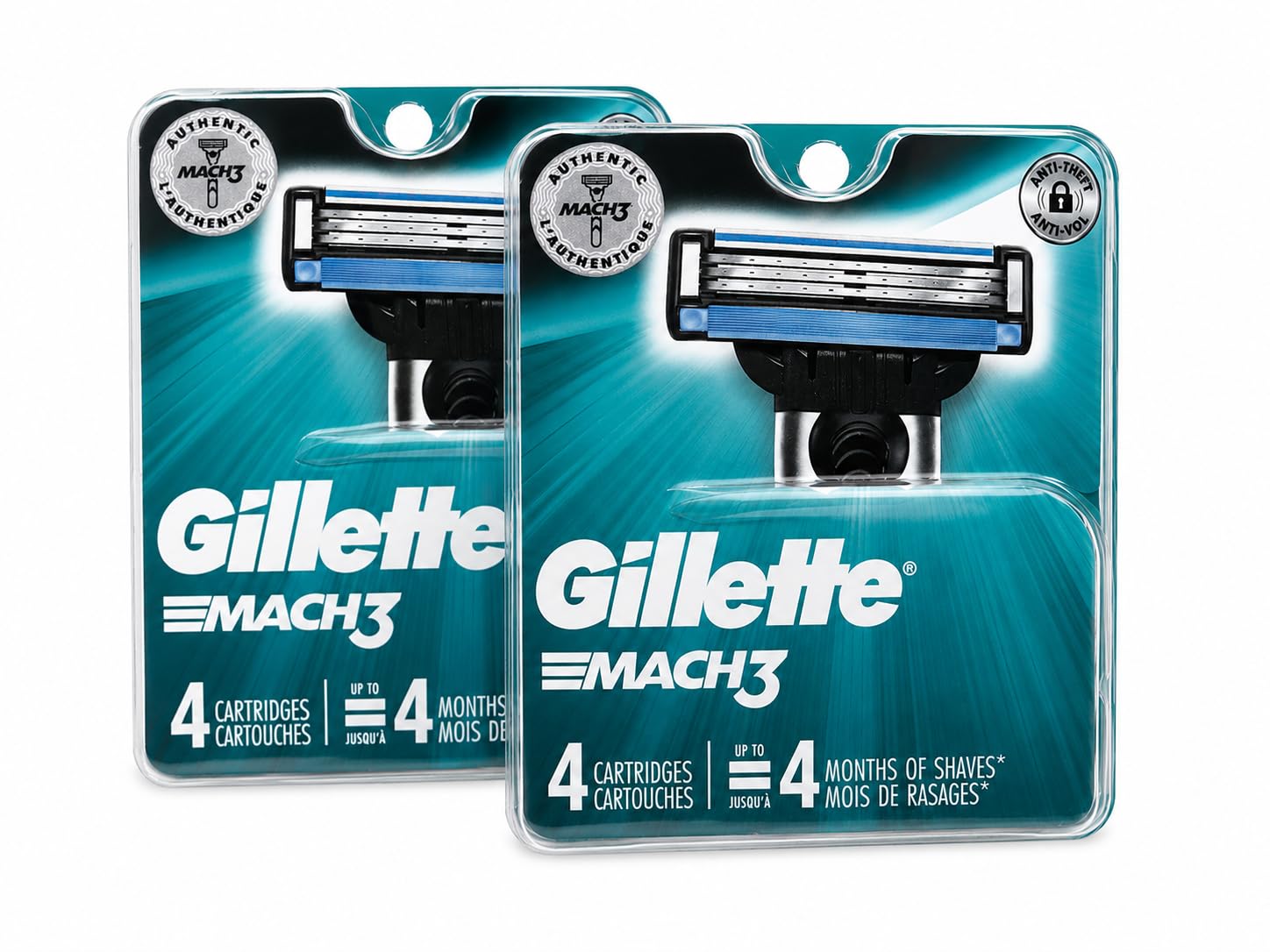 Gillette Mach3 Razor Blades for Men, Pack of 4 Refill Blades (2 Packs)