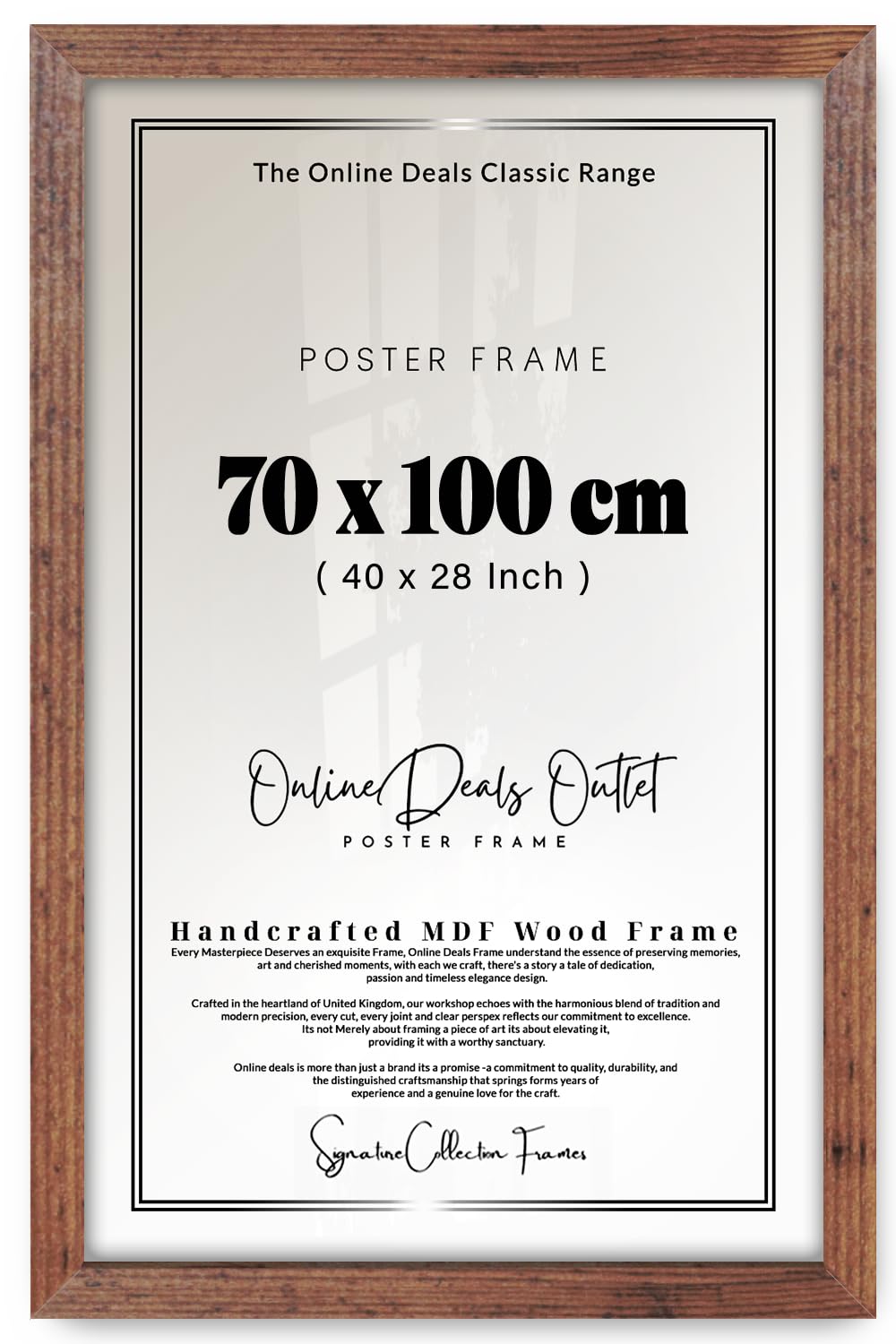 Online Deals | MDF Poster Frame (70 x 100 CM) 28 x 40 for Sketches, Spiritual Art & Decorative Quotes, Elegant MDF Build, Easy Wall Mounting [ Rustic ]