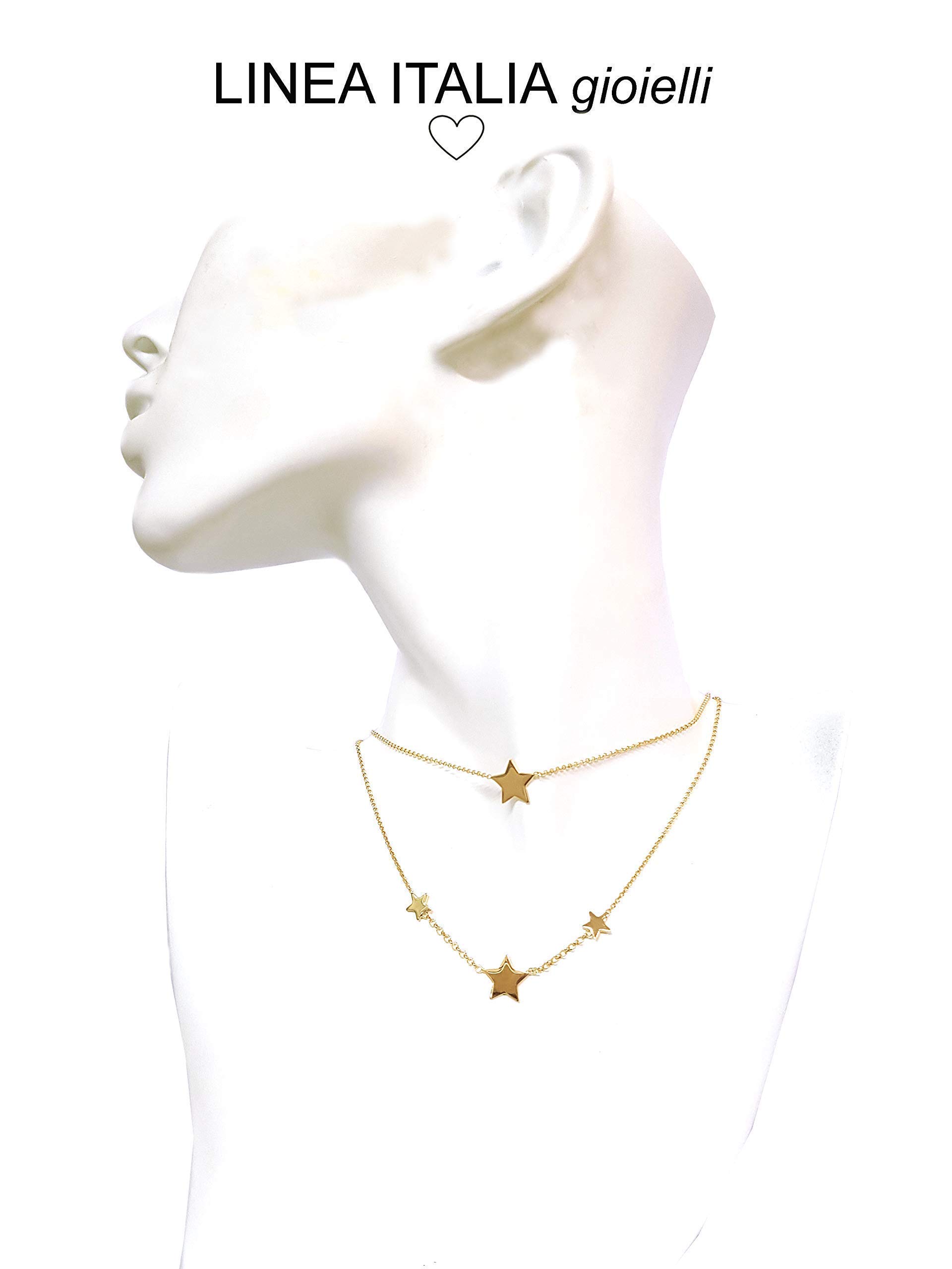 Linea Italia Gioielli - Collana per Donna a Due Fili in Argento 925 Placcato Oro con Stelle - Made In Italy