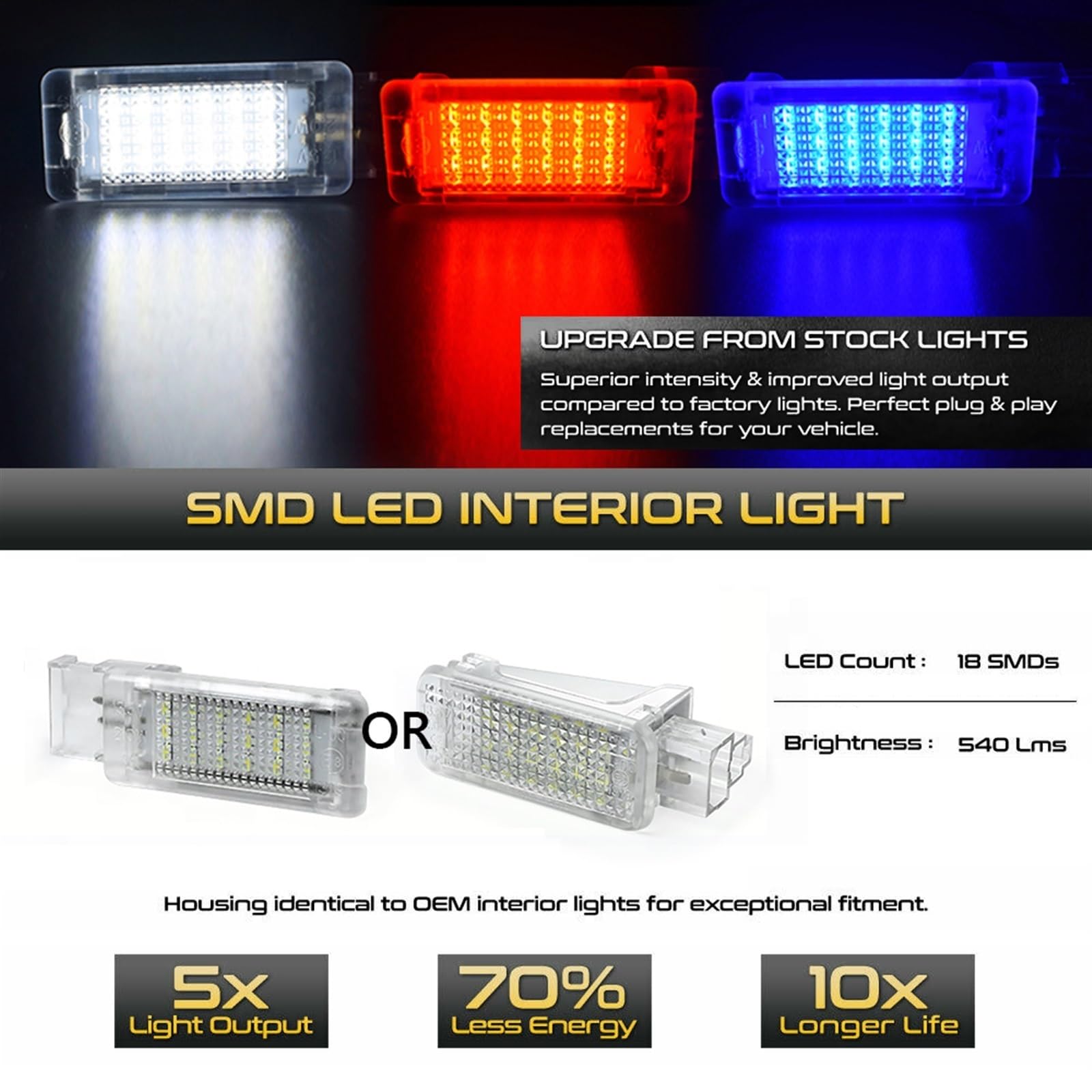 JAFILO 2 uds LED luz for reposapiés compartimento de equipaje guantera lámparas, for Audi, A4 B5 B6 B7 B8 A3 A6 C6 C7 A5 R8 TT Q5 Q3 Q7 A1 A8 S3 RS6 luces interiores del coche(RGB kit 1)